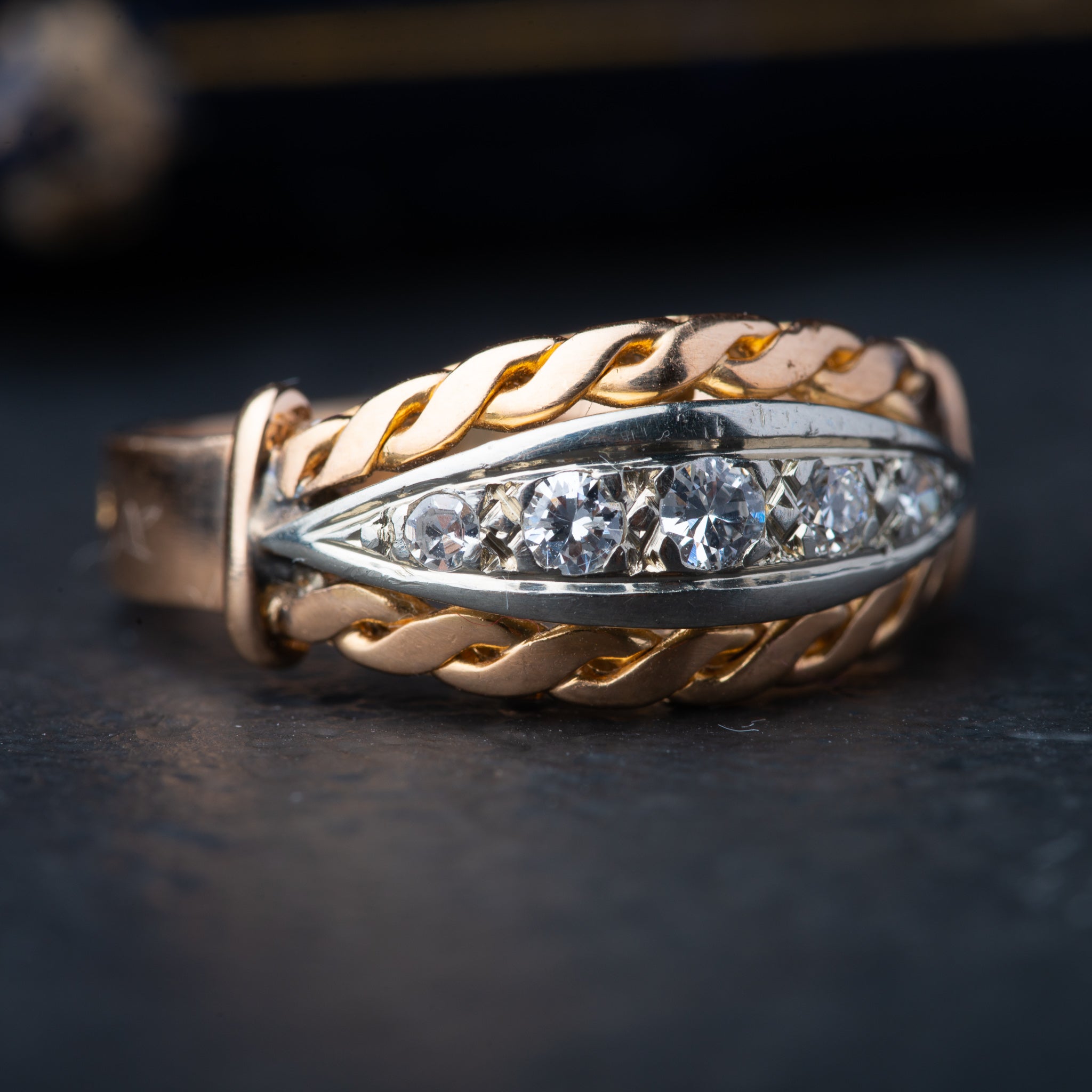 Art Deco French Five Stone Diamond Ring - LUXORIA VITA