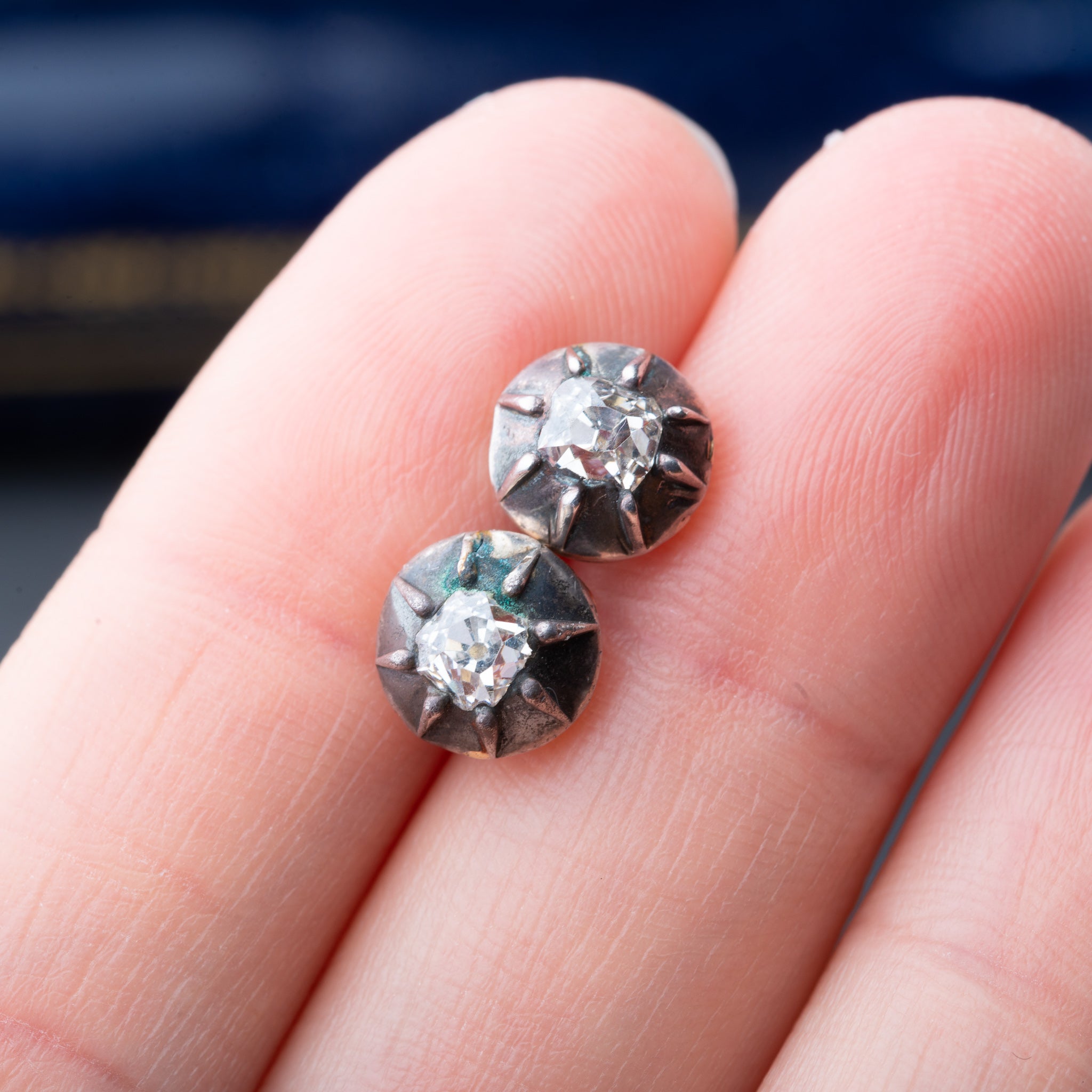 Antique old mine cut diamond earrings - Luxoria Vita