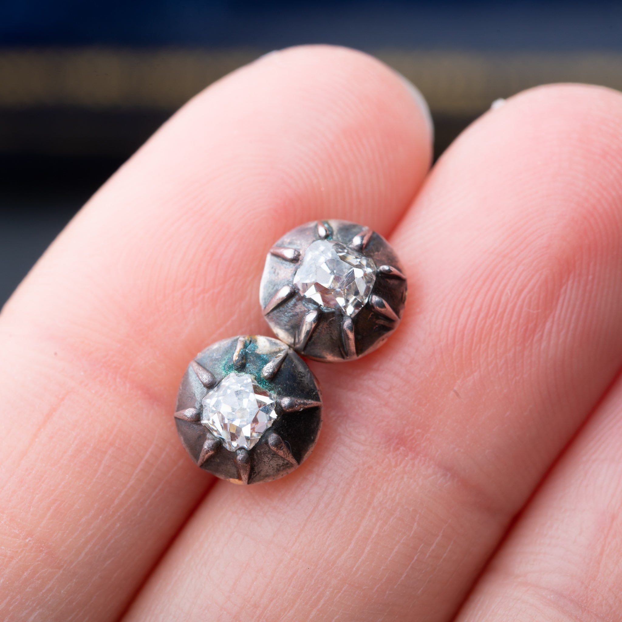 Antique old mine cut diamond earrings - Luxoria Vita