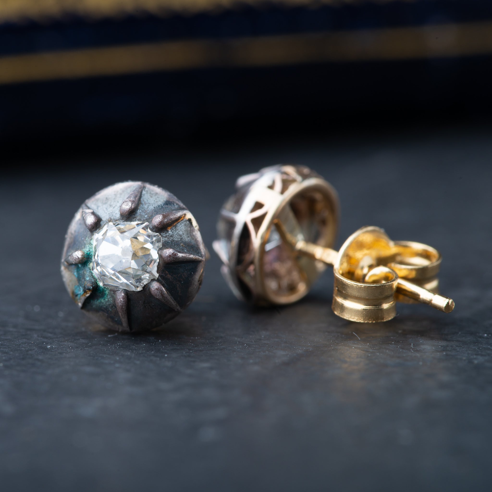 Antique old mine cut diamond earrings - Luxoria Vita