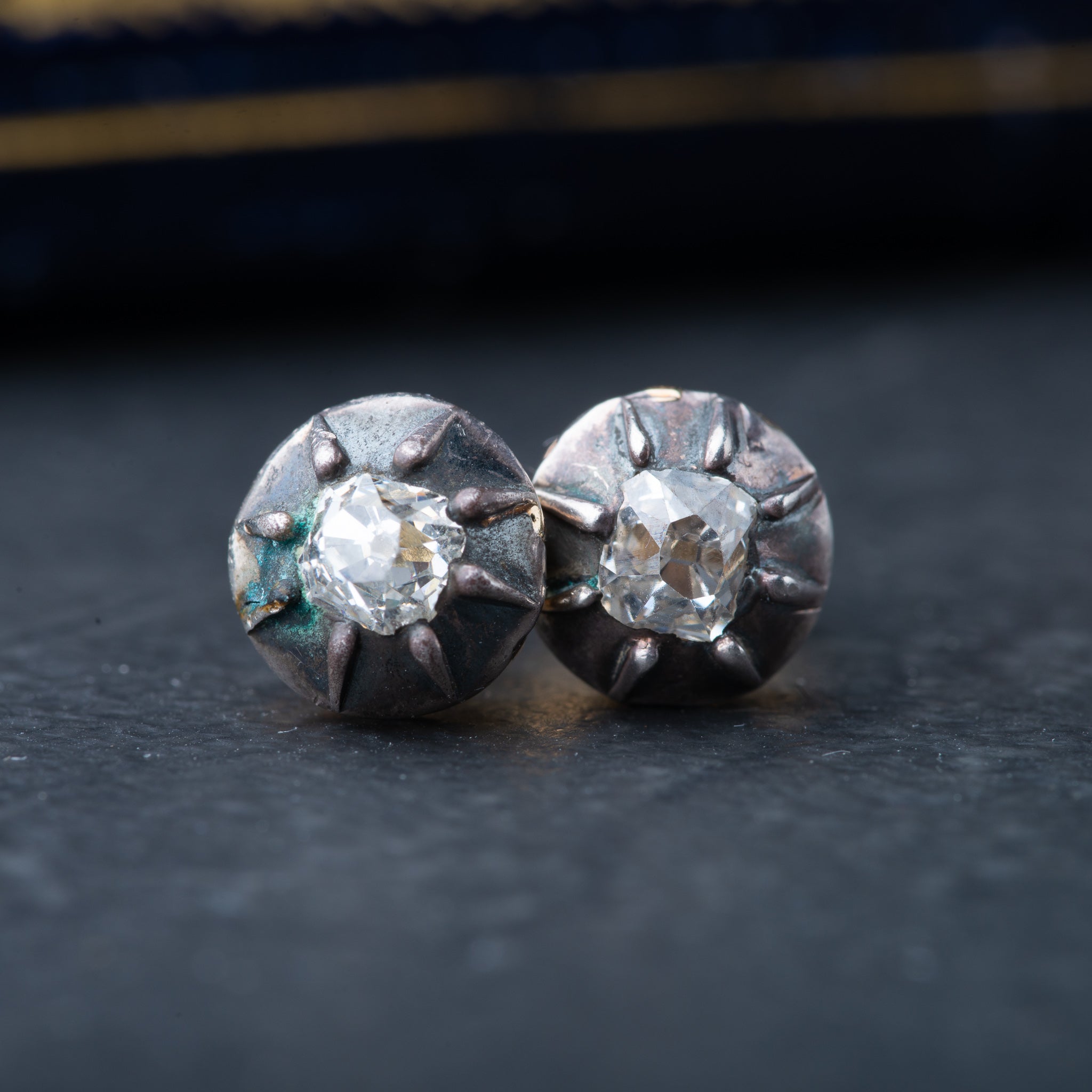 Antique old mine cut diamond earrings - Luxoria Vita