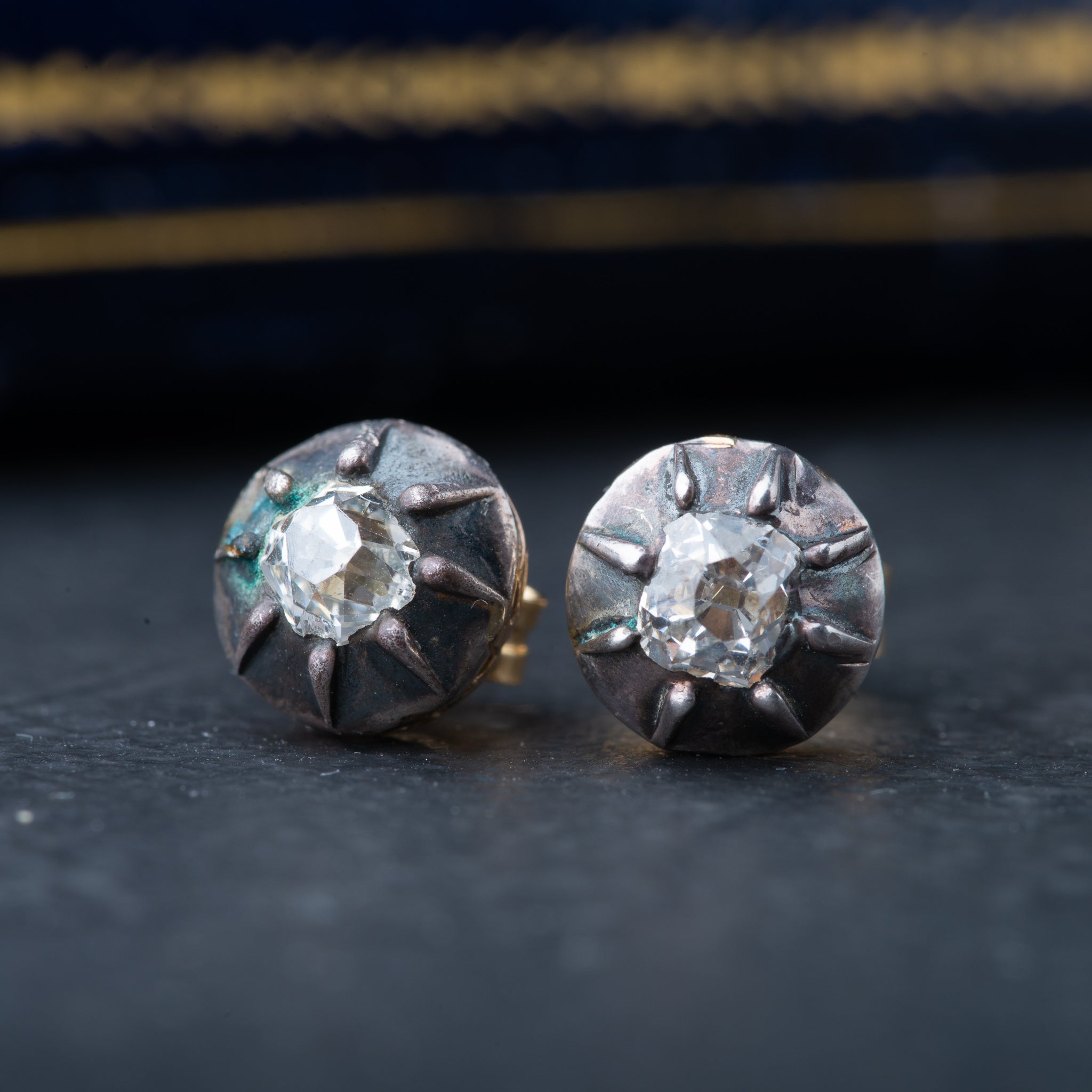 Antique old mine cut diamond earrings - Luxoria Vita