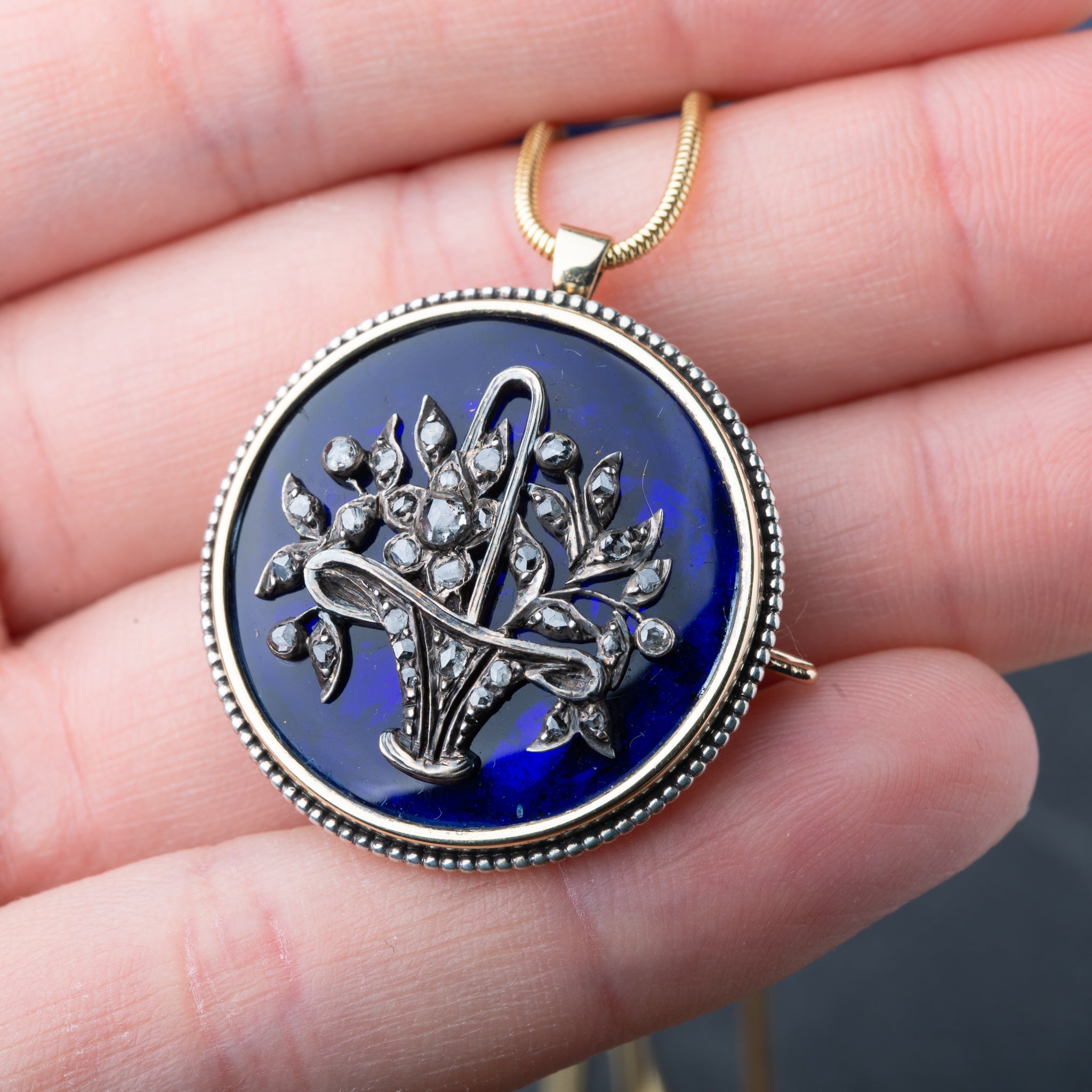 Antique Giardinetti Rosecut Diamond Pendant Brooch - Luxoria Vita