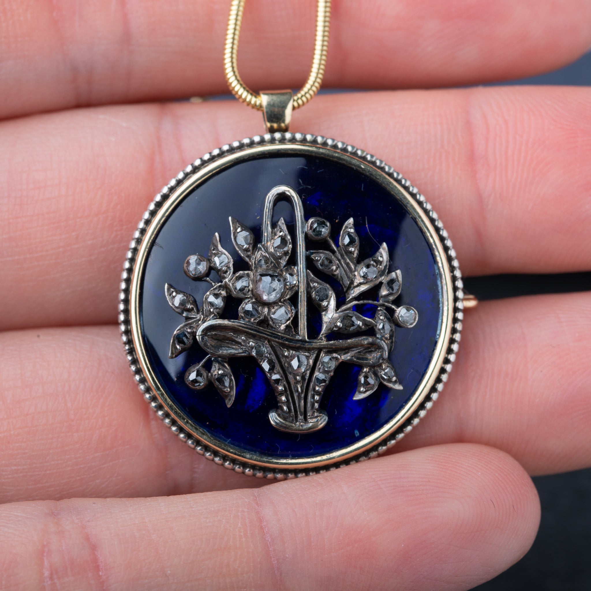 Antique Giardinetti Rosecut Diamond Pendant Brooch - Luxoria Vita