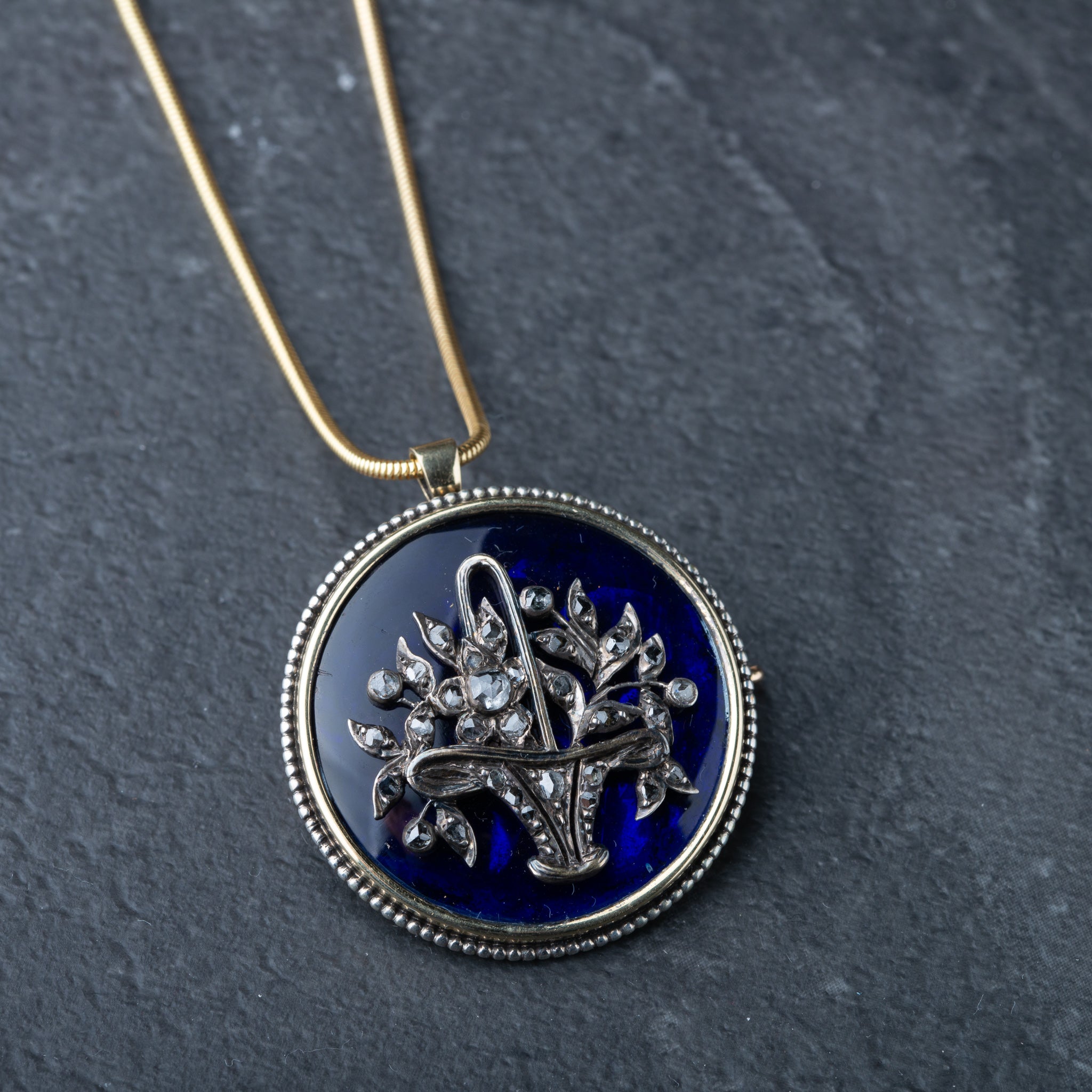 Antique Giardinetti Rosecut Diamond Pendant Brooch - Luxoria Vita