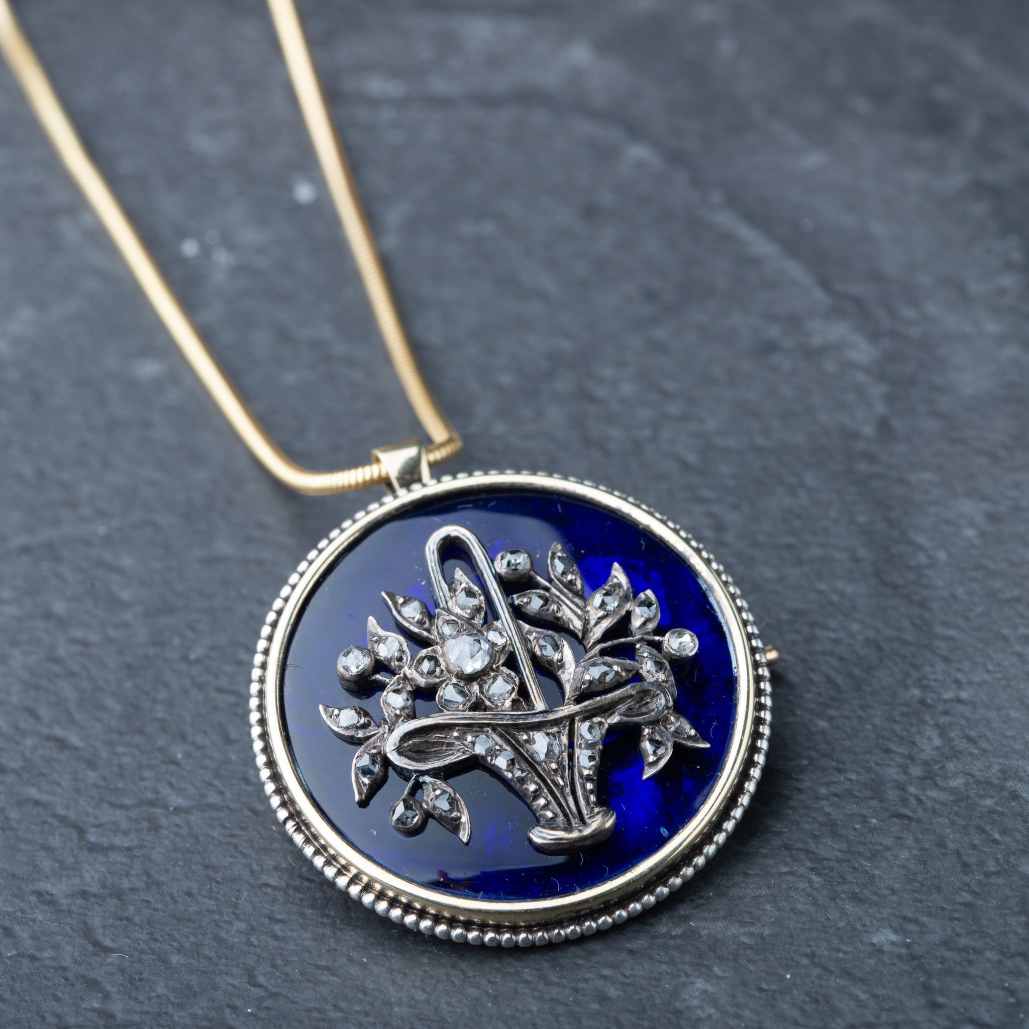 Antique Giardinetti Rosecut Diamond Pendant Brooch - Luxoria Vita