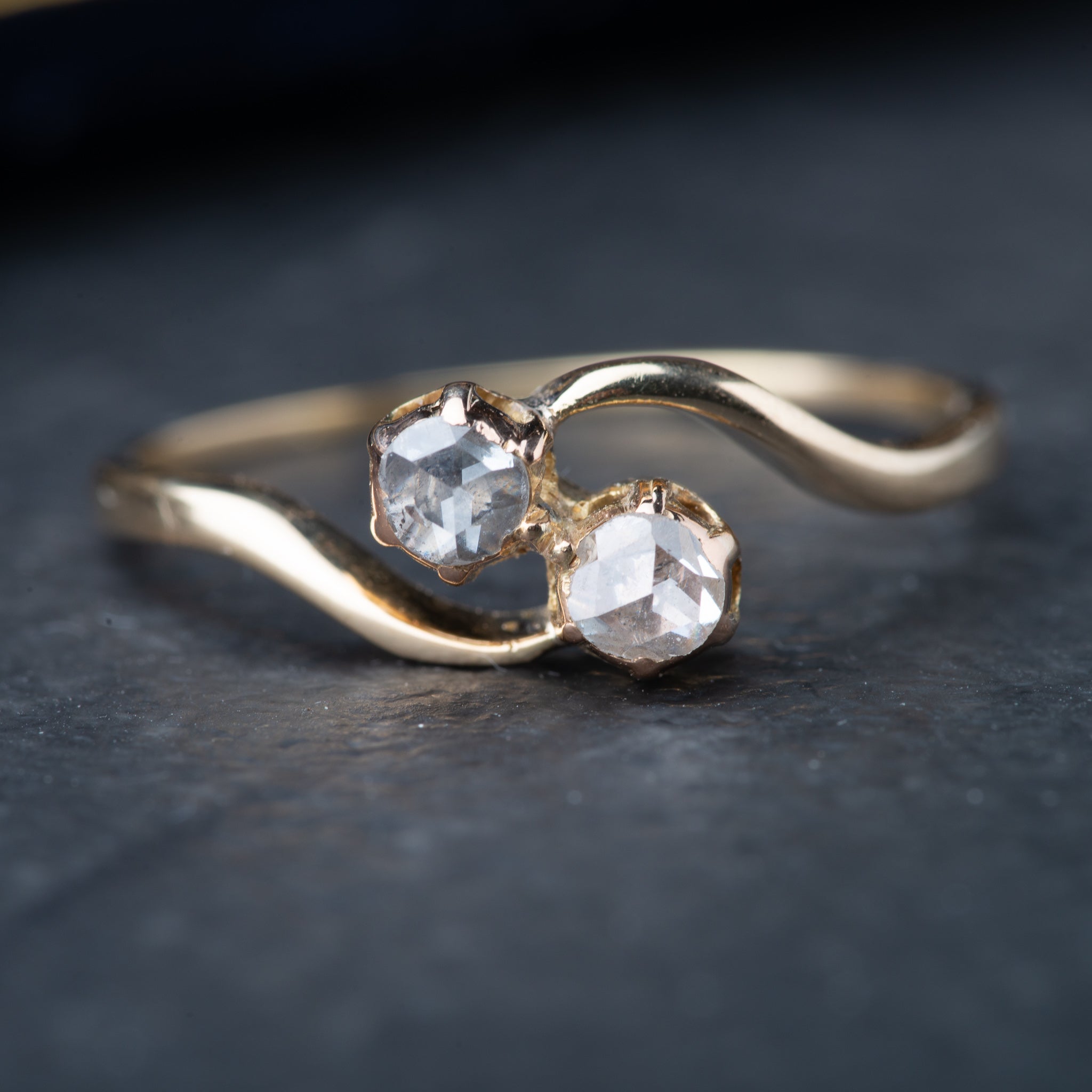 Edwardian Toi et Moi Rosecut Diamond Ring - Luxoria Vita