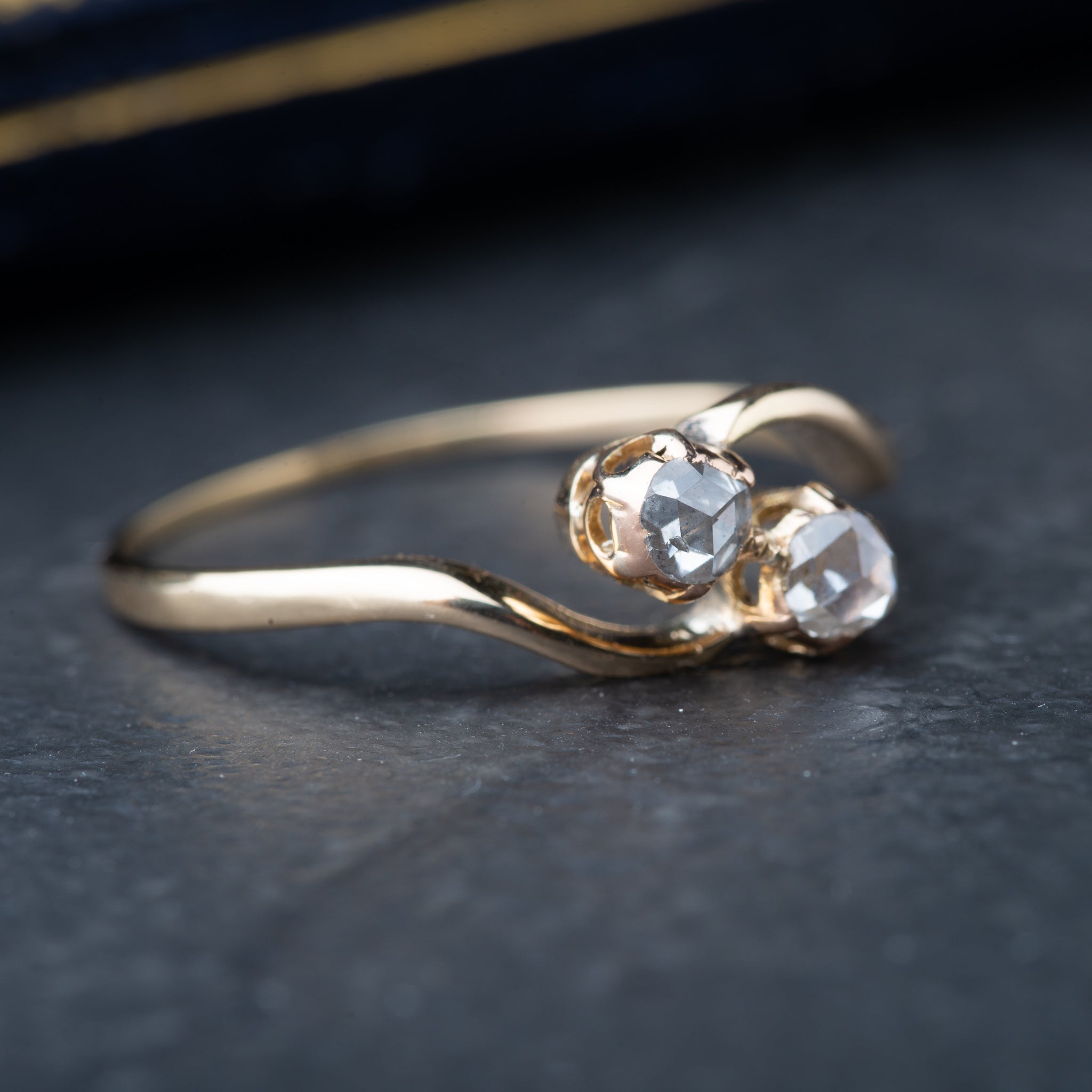 Edwardian Toi et Moi Rosecut Diamond Ring - Luxoria Vita