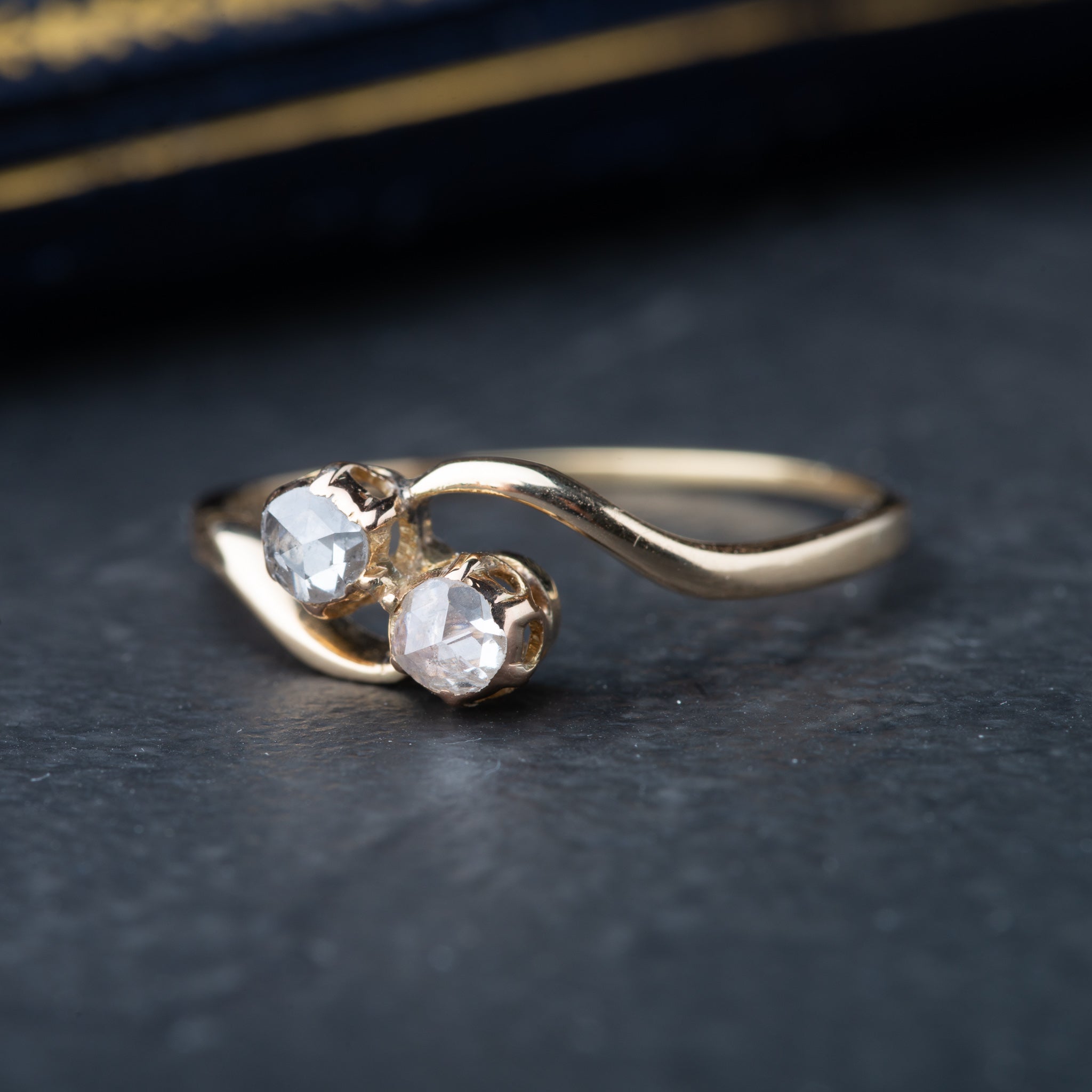 Edwardian Toi et Moi Rosecut Diamond Ring - Luxoria Vita