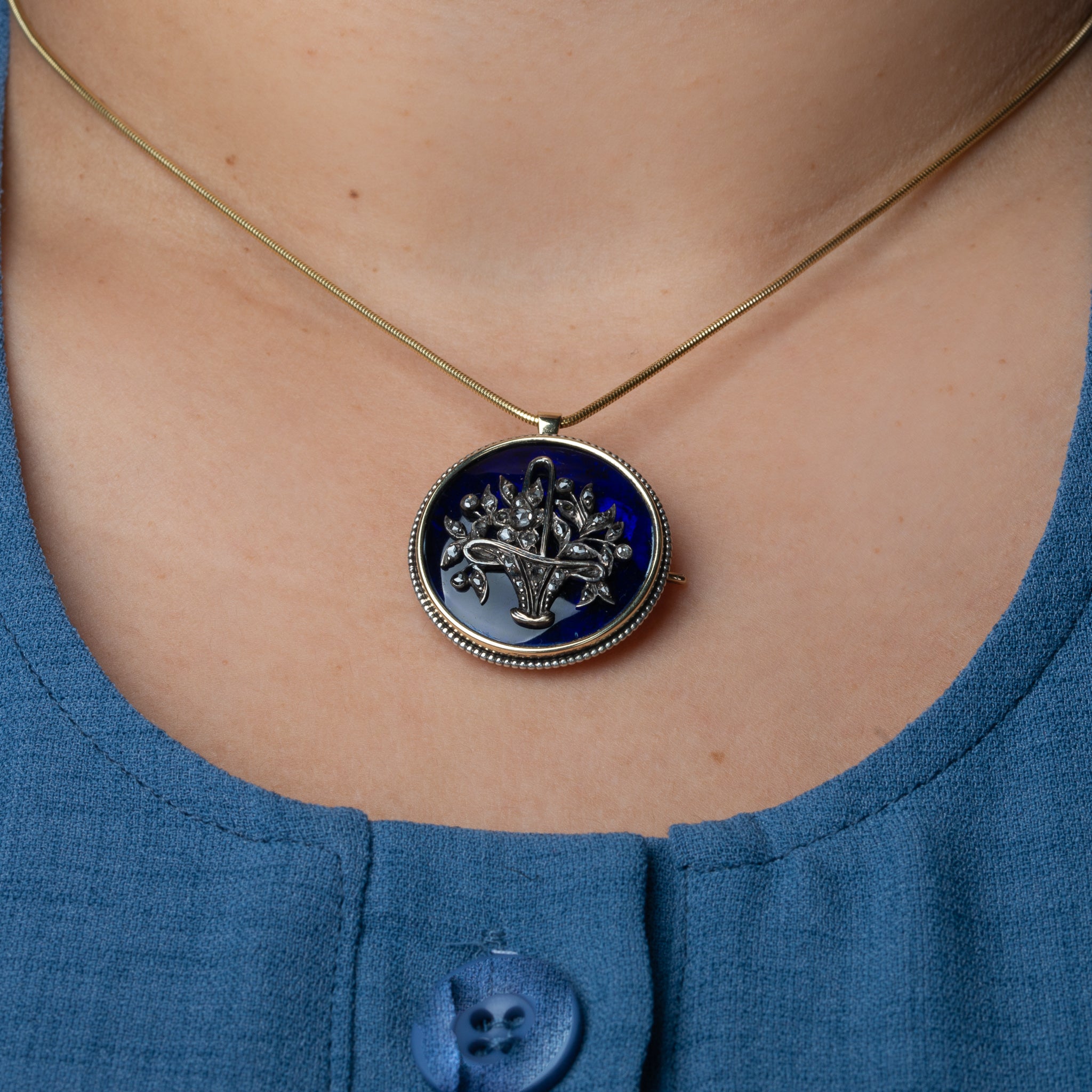 Antique Giardinetti Rosecut Diamond Pendant Brooch - Luxoria Vita