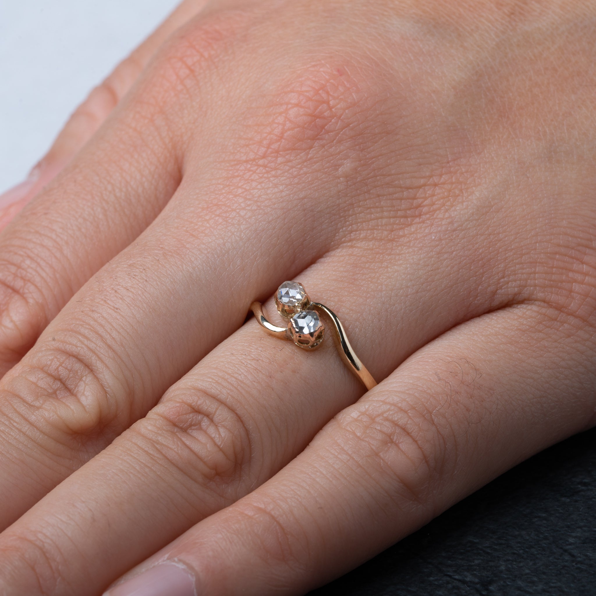 Edwardian Toi et Moi Rosecut Diamond Ring - Luxoria Vita