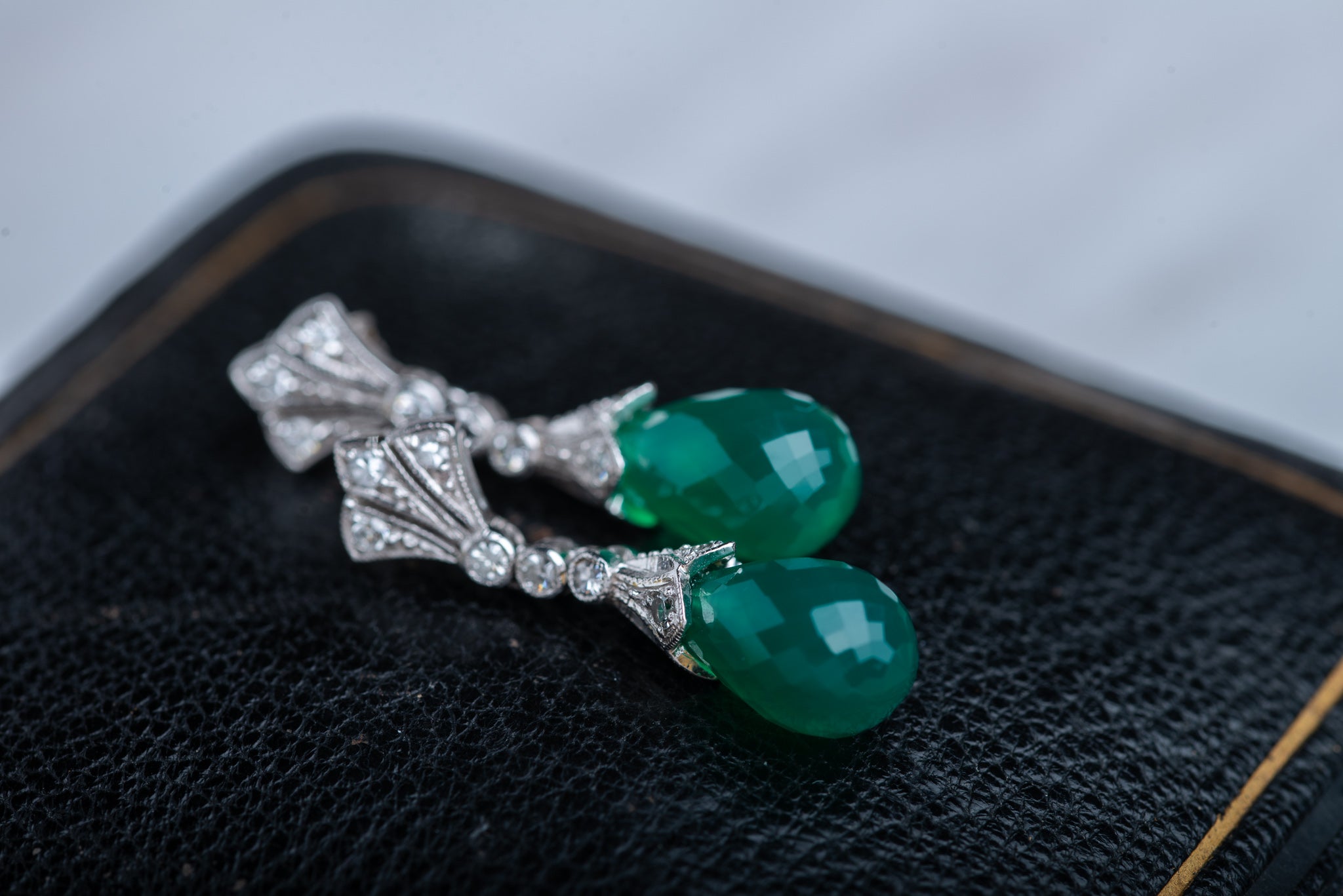 Art Deco Style Agate Diamond Earrings - LUXORIA VITA