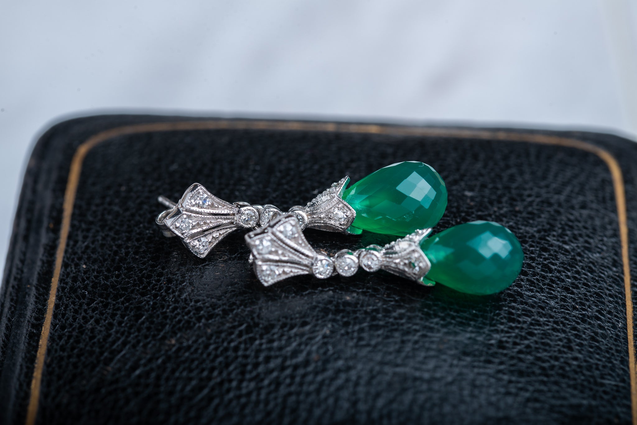 Art Deco Style Agate Diamond Earrings - LUXORIA VITA
