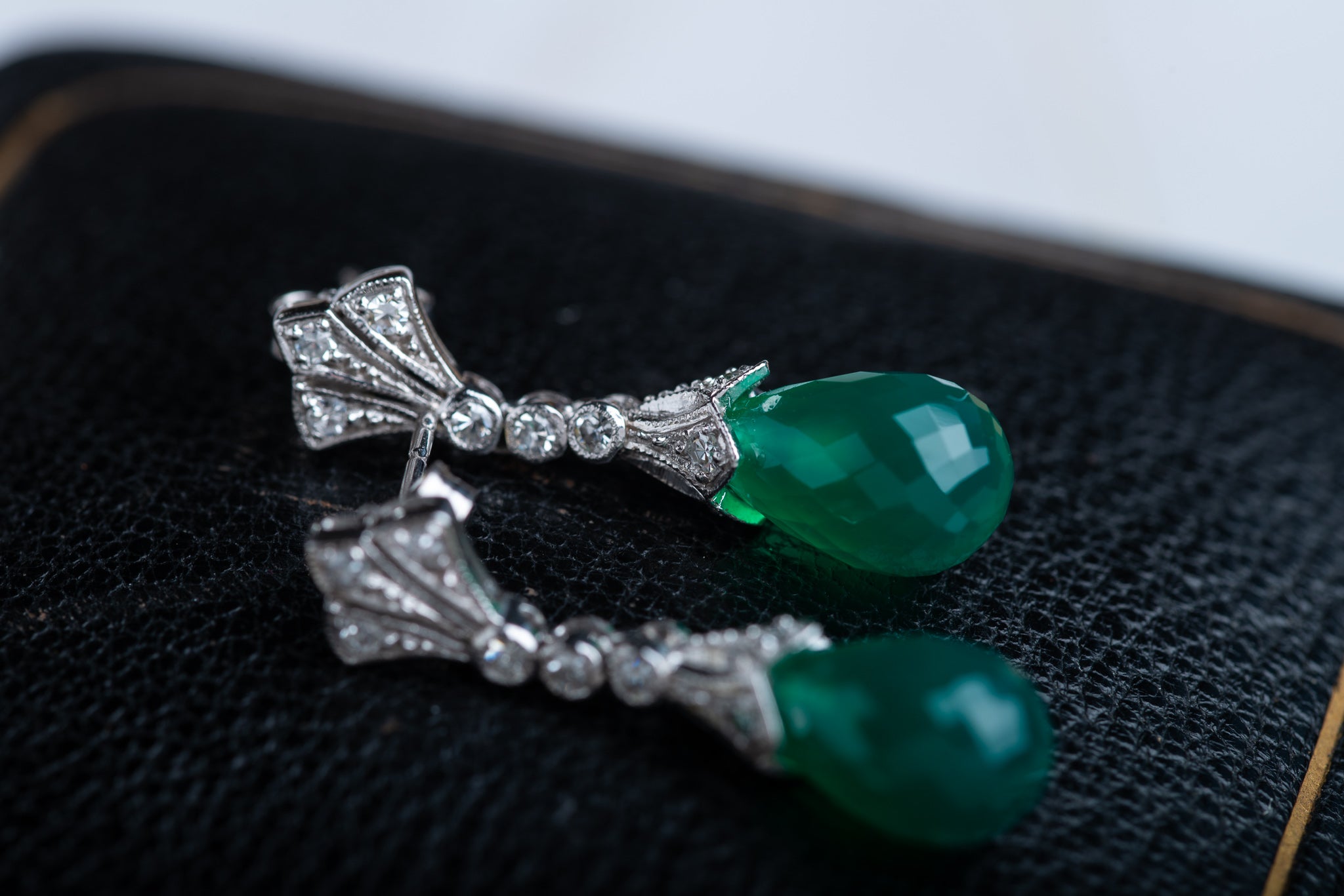 Art Deco Style Agate Diamond Earrings - LUXORIA VITA