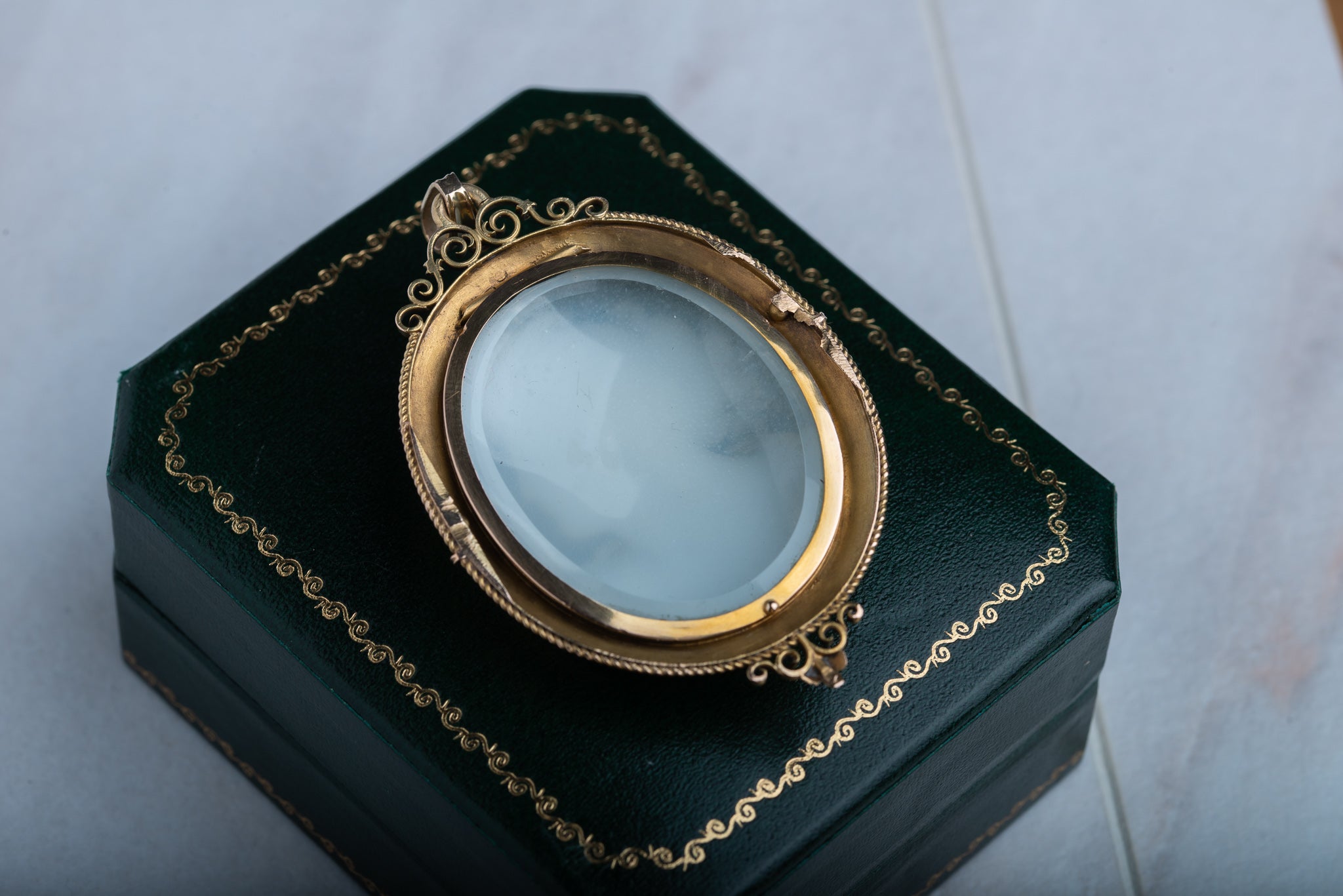 Victorian 19th Century Greek Shell Cameo Locket Pendant - LUXORIA VITA