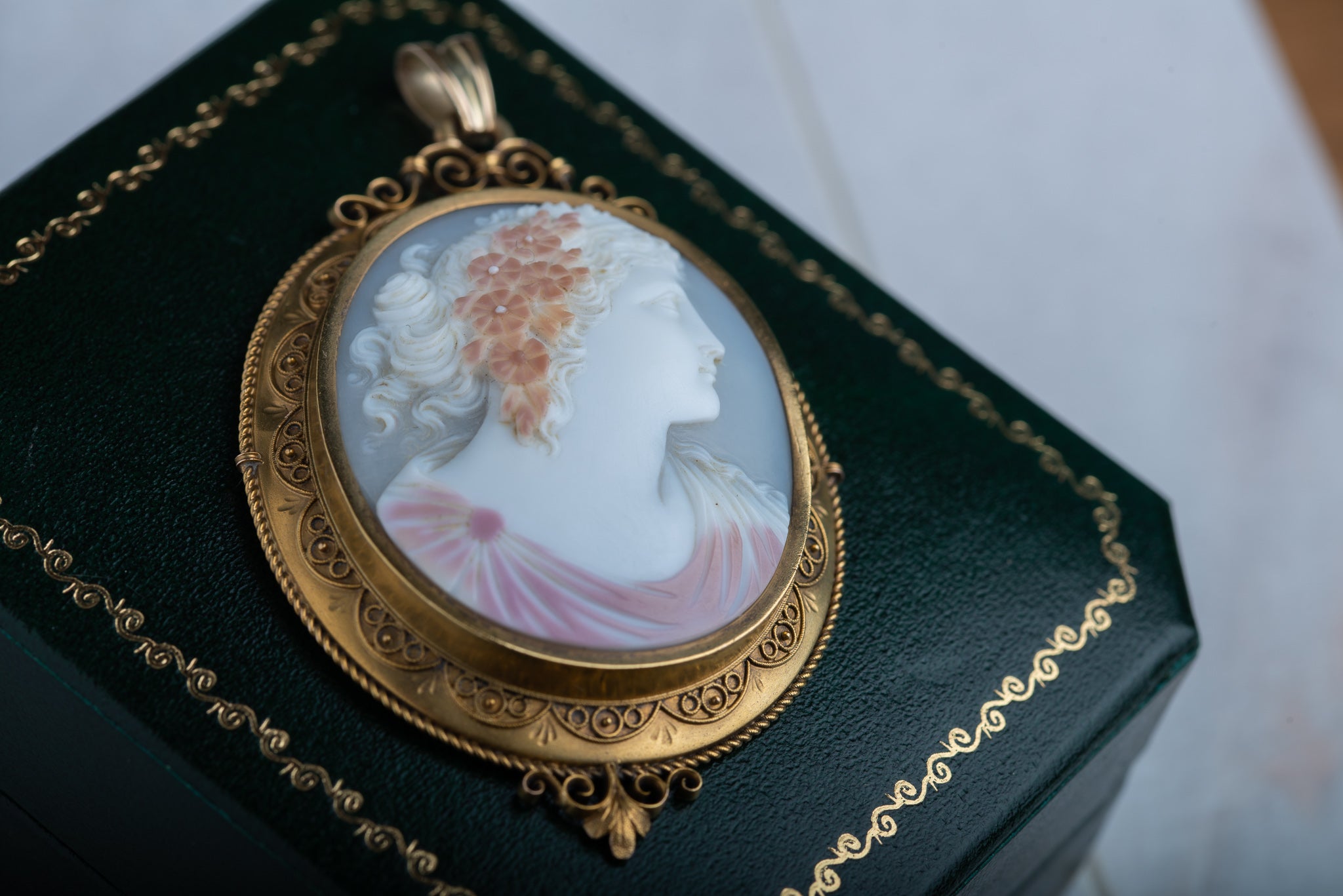 Victorian 19th Century Greek Shell Cameo Locket Pendant - LUXORIA VITA