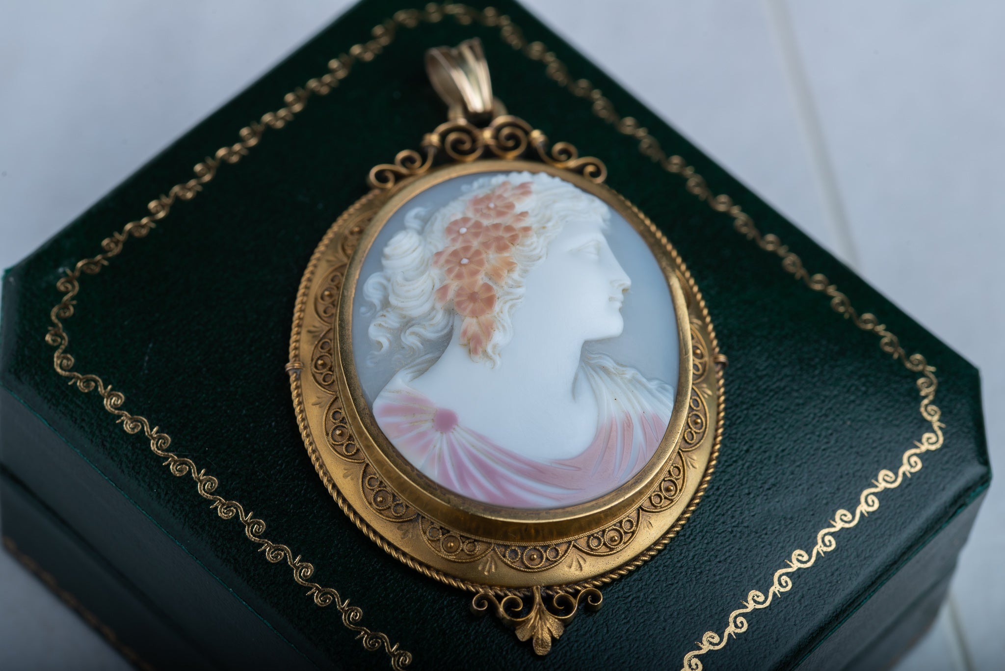 Victorian 19th Century Greek Shell Cameo Locket Pendant - LUXORIA VITA