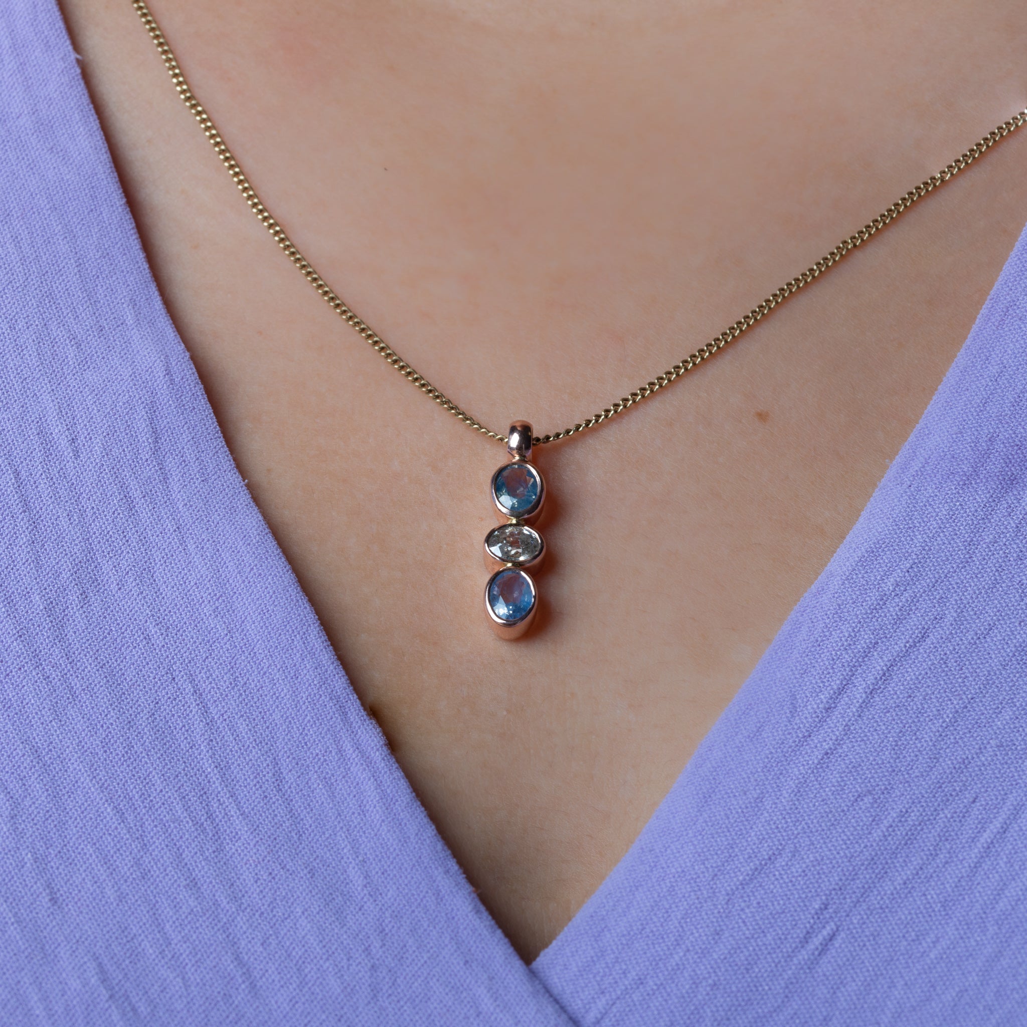 Atelier Made: Oldmine Cut Diamond Sapphire Pendant - Luxoria Vita