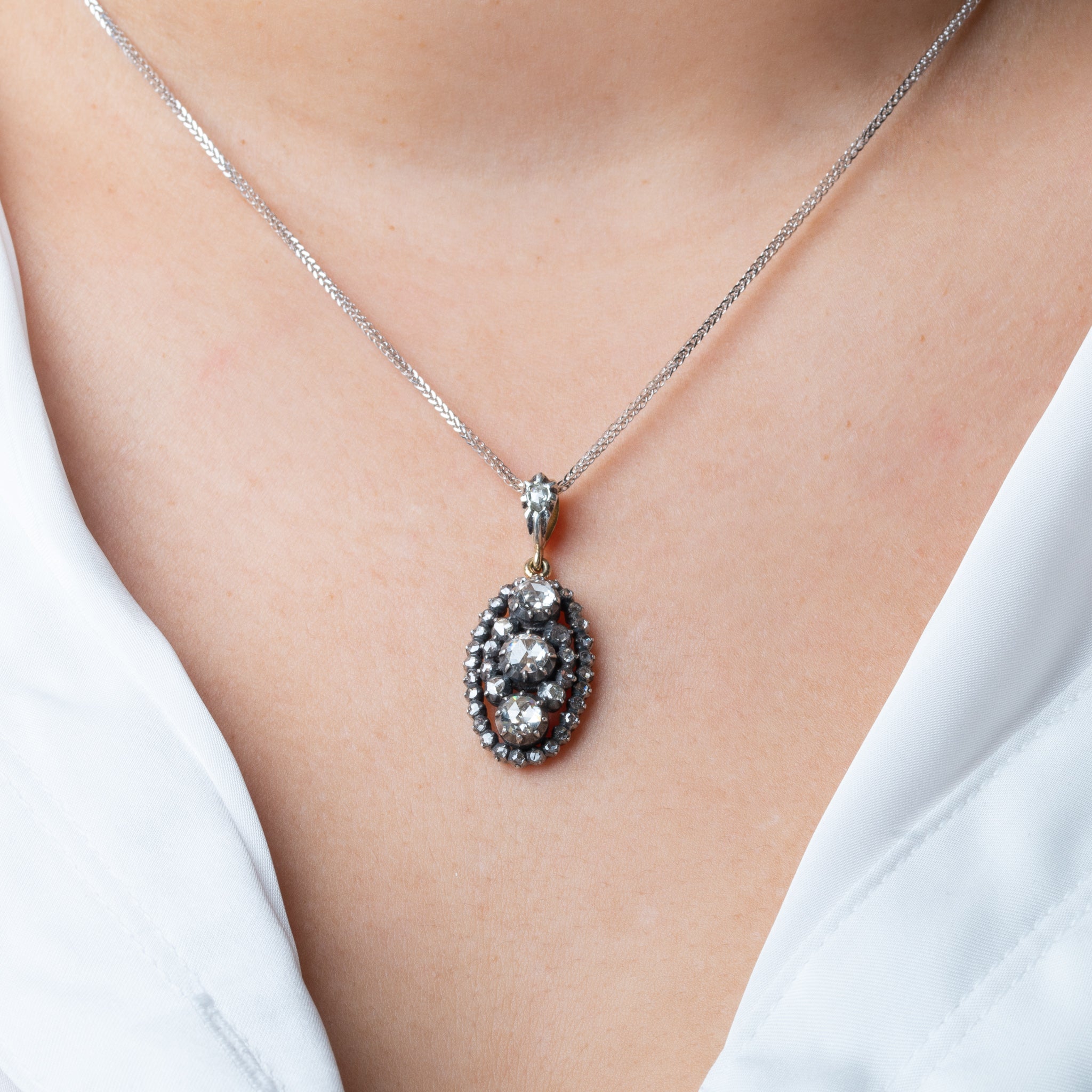 Antique Rosecut Diamond Cluster Pendant - Luxoria Vita