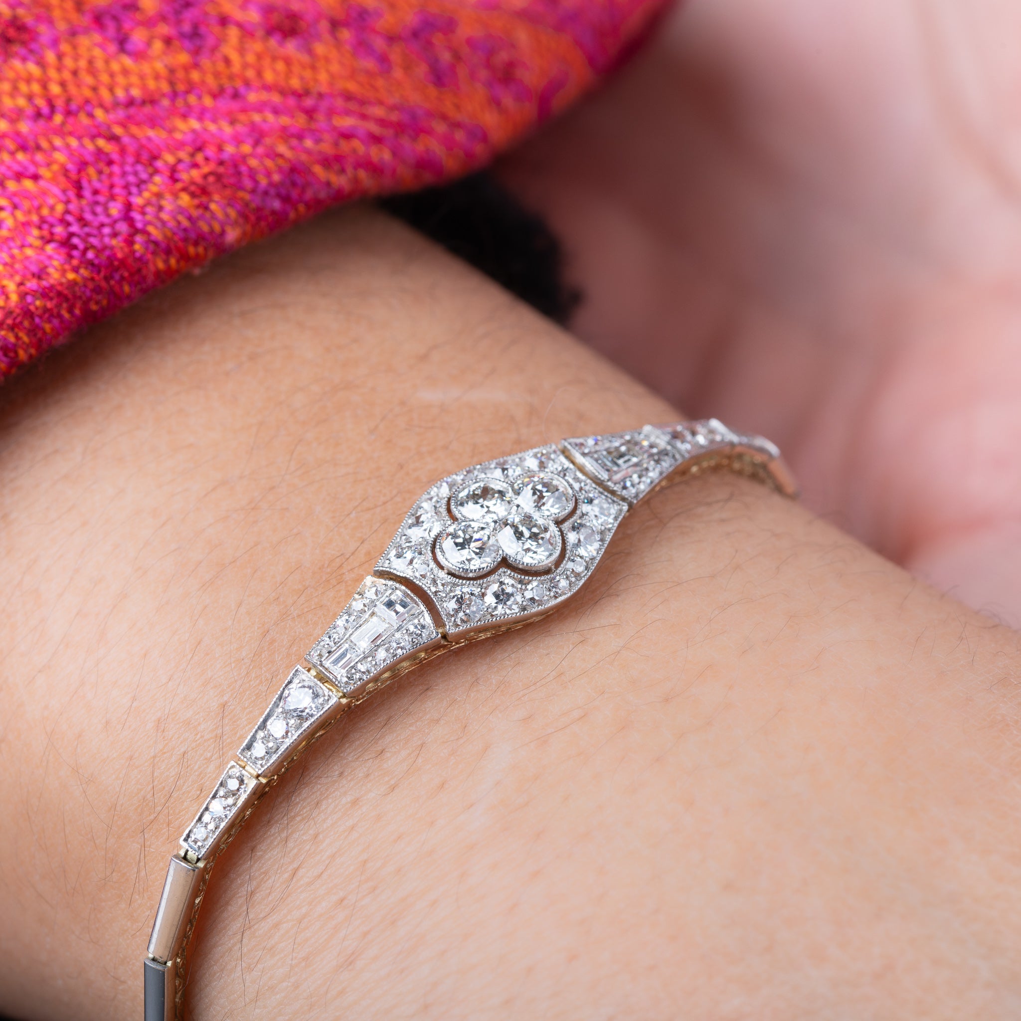 Art Deco Platinum Topped 3.00ct Diamond Bracelet - Luxoria Vita