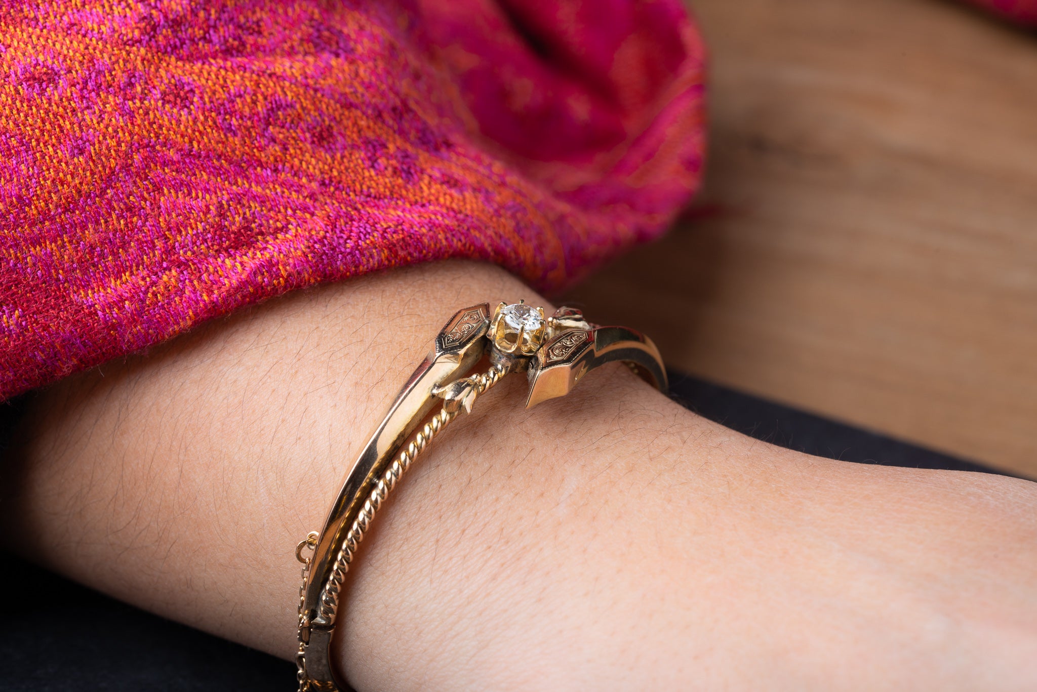 Edwardian Bypass OMC Diamond Bracelet 14K Gold - LUXORIA VITA