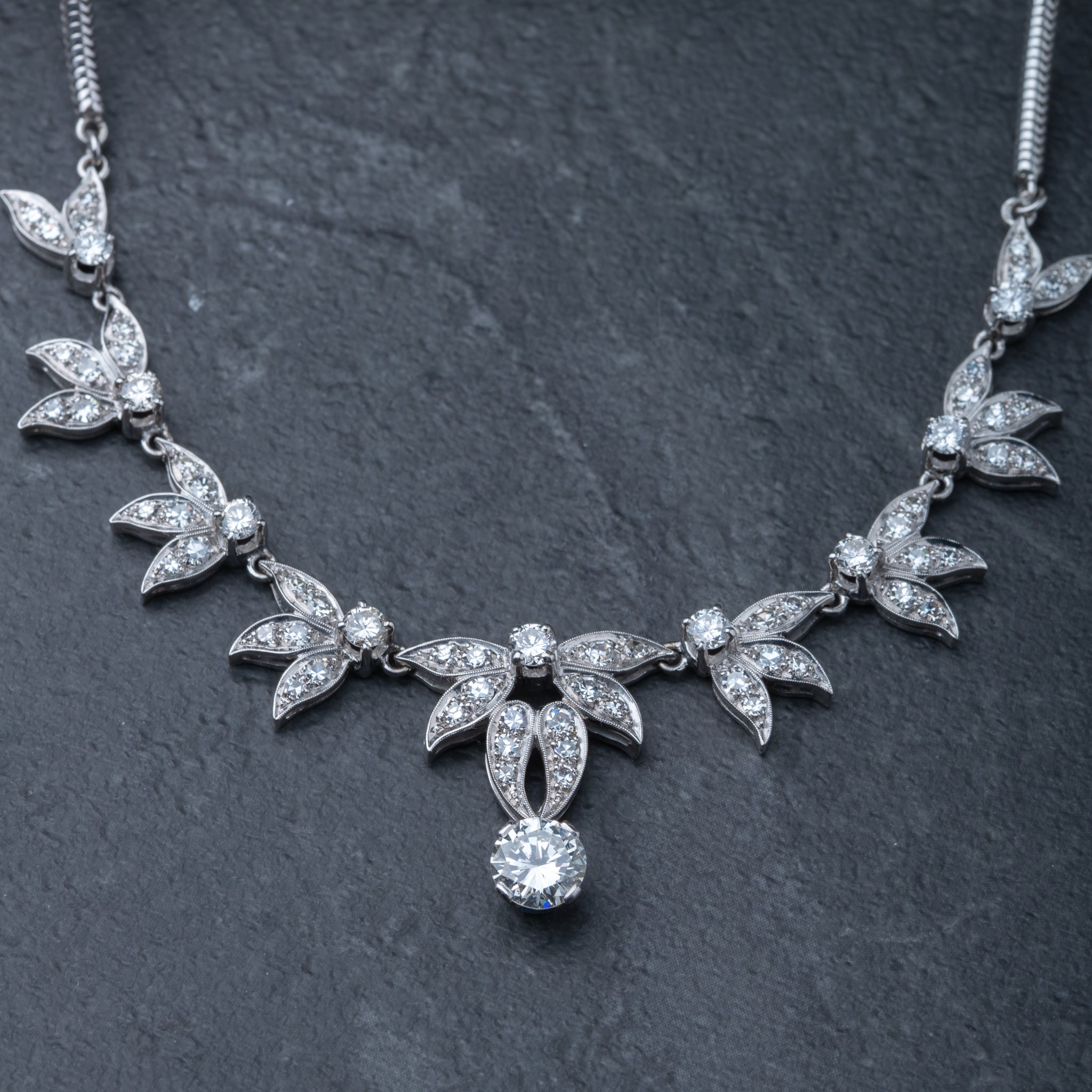 Vintage Floral 3.0ct Diamond Necklace - LUXORIA VITA