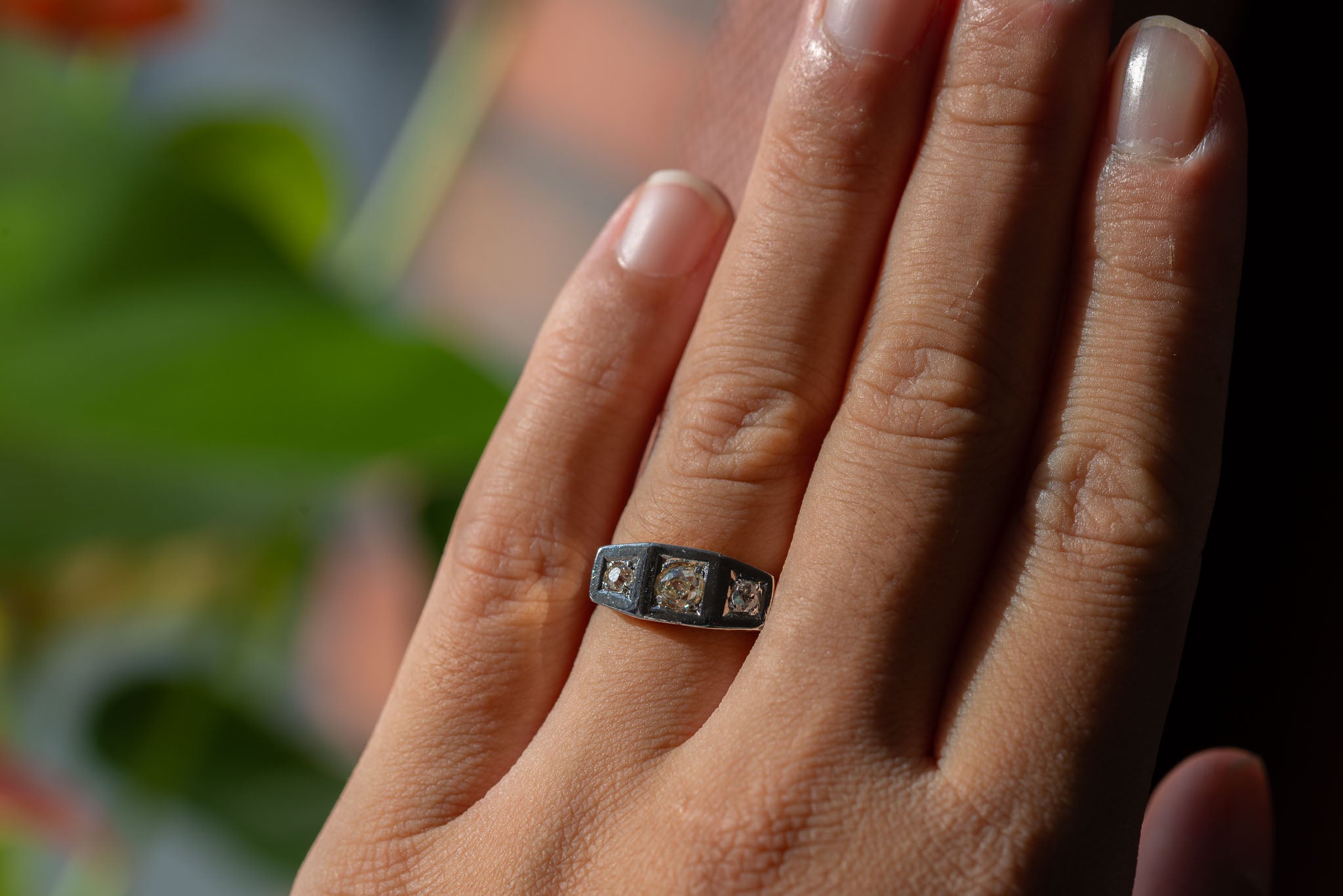 1920's Art Deco Diamond Tank Ring