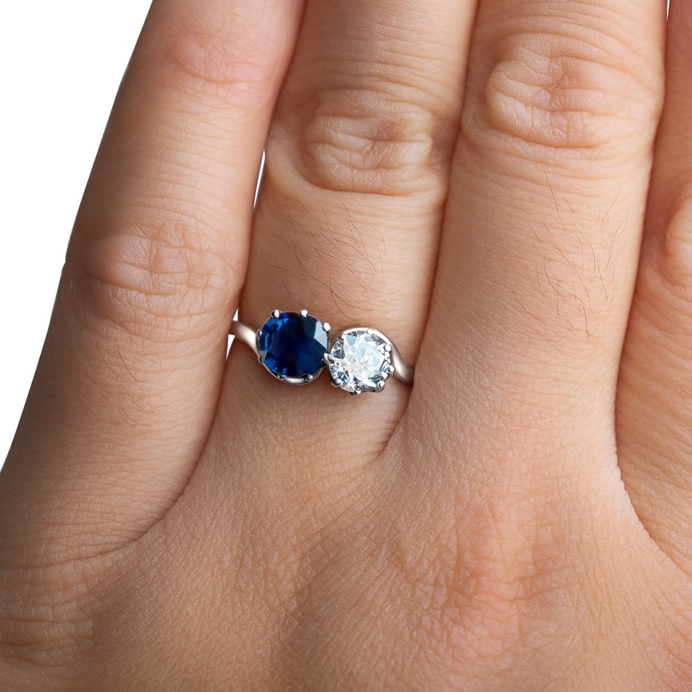 1920's Art Deco Toi Moi Sapphire Diamond Ring - LUXORIA VITA