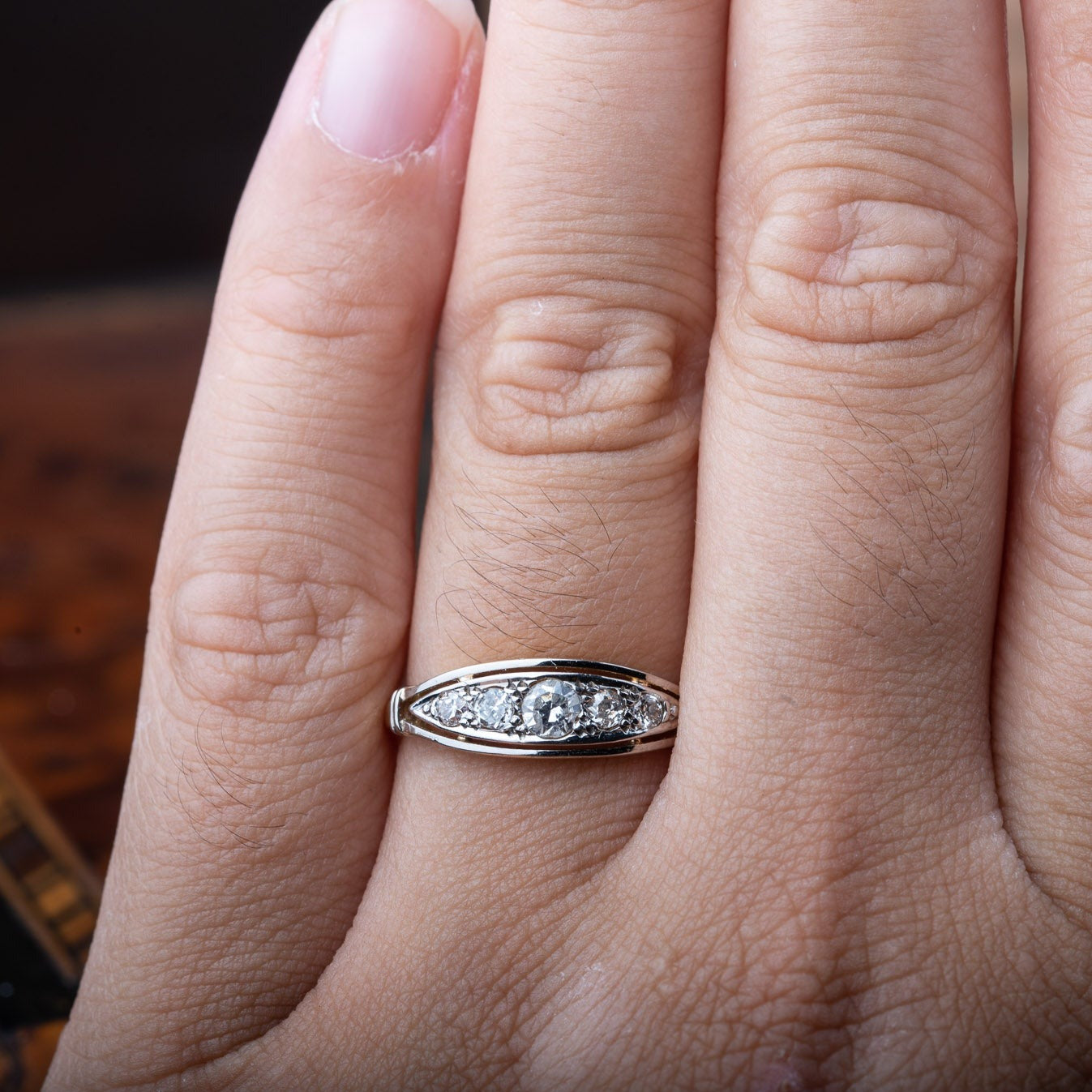 Vintage Diamond Boat Ring - LUXORIA VITA