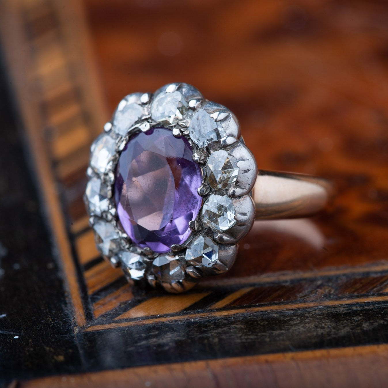 Victorian Amethyst Rosecut Diamond Ring - LUXORIA VITA