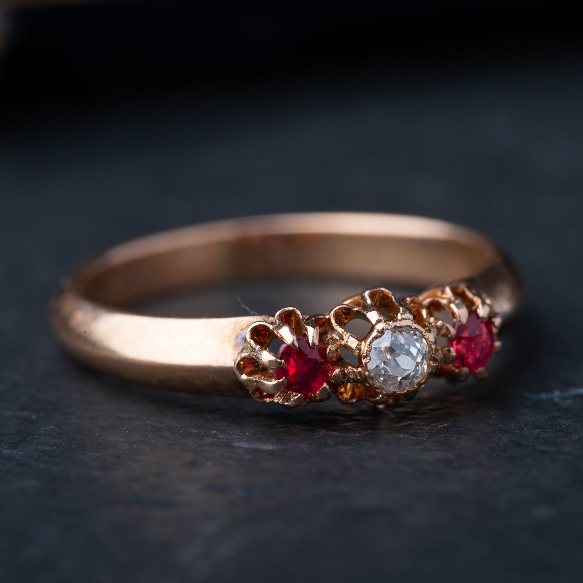 Antique French Ruby Diamond Ring - Luxoria Vita