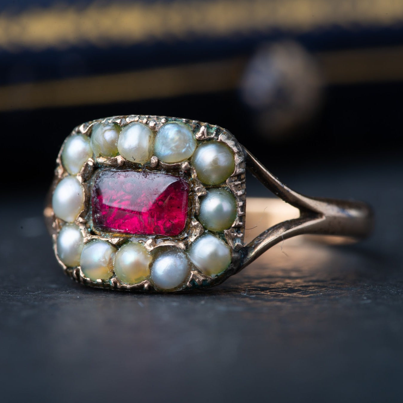 Georgian Garnet Pearl Portrait Ring - LUXORIA VITA