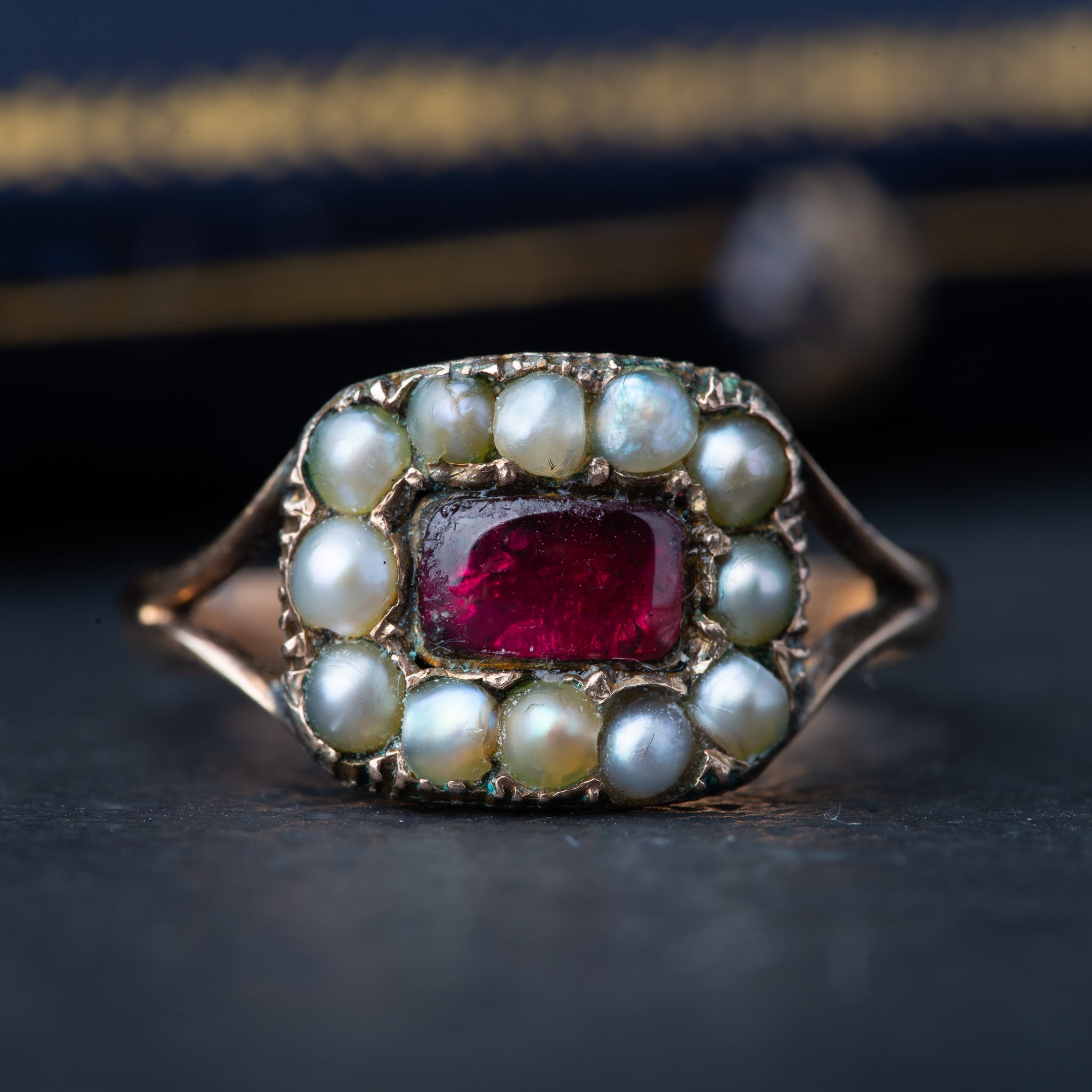 Georgian Garnet Pearl Portrait Ring - LUXORIA VITA
