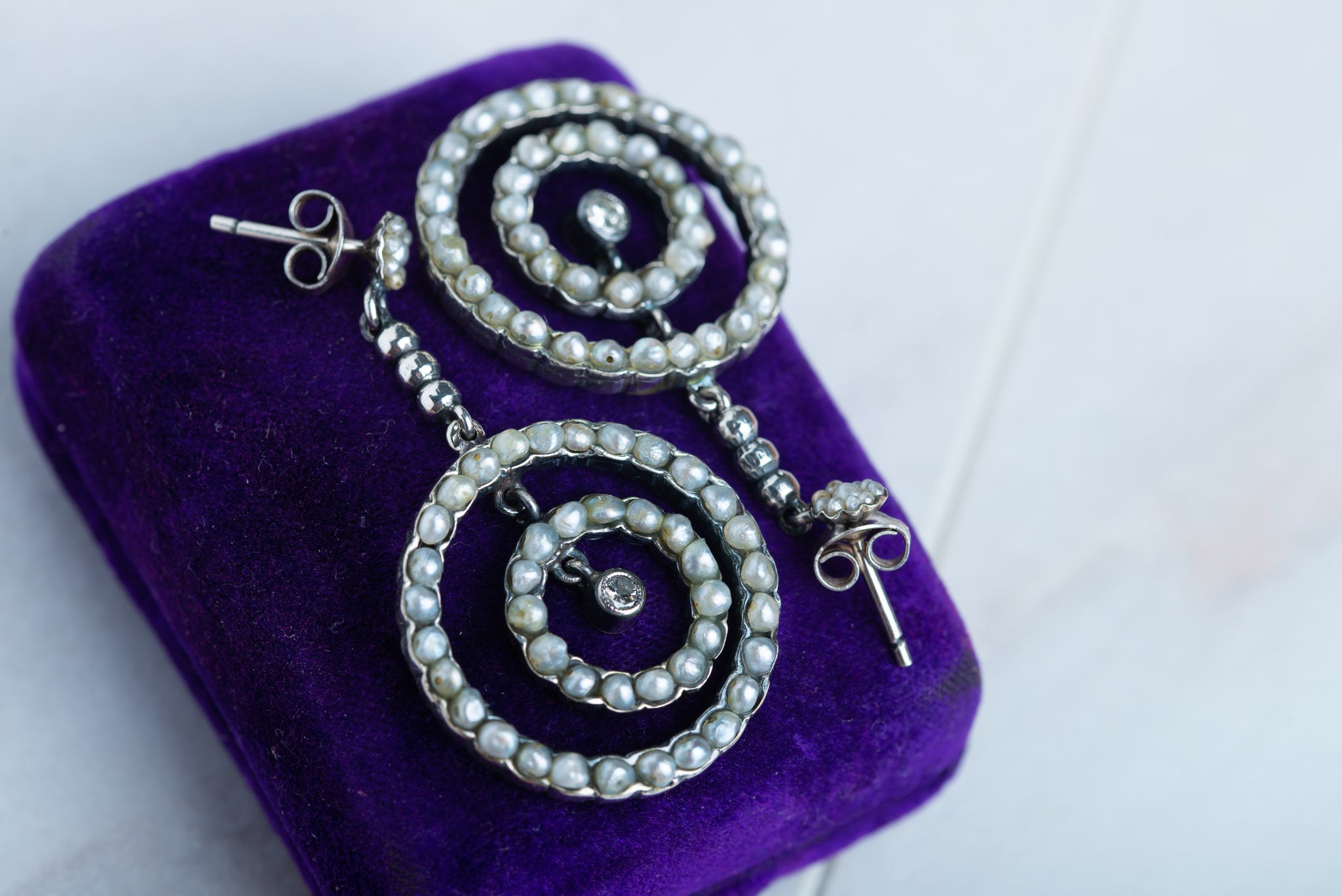 Victorian Pearl Diamond Earrings - LUXORIA VITA