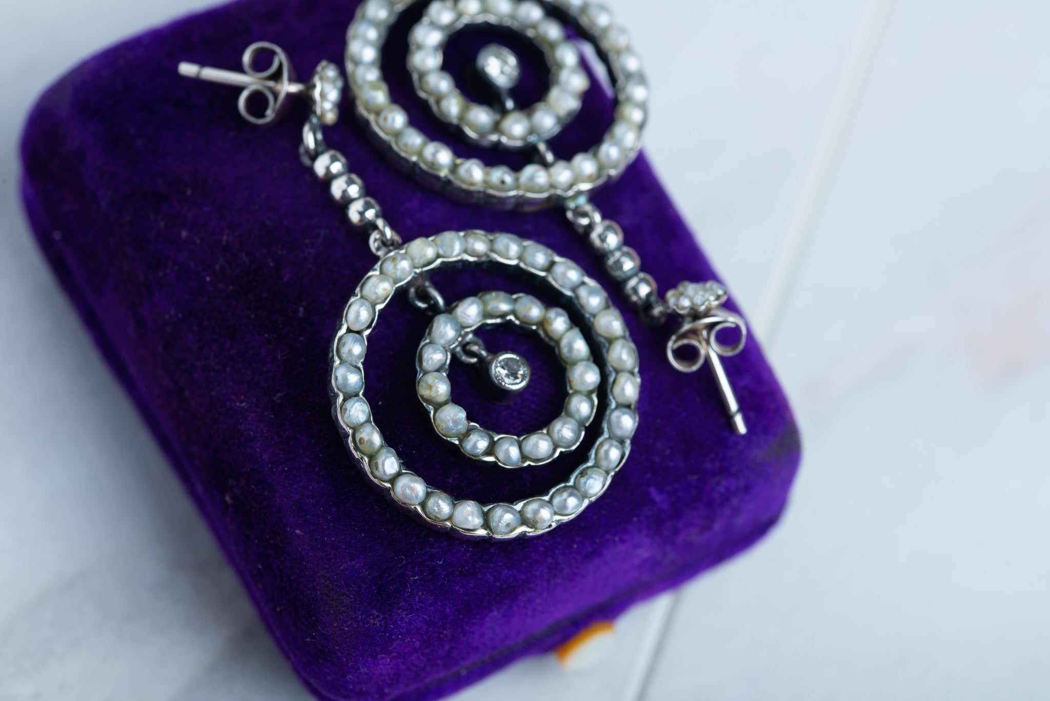 Victorian Pearl Diamond Earrings - LUXORIA VITA