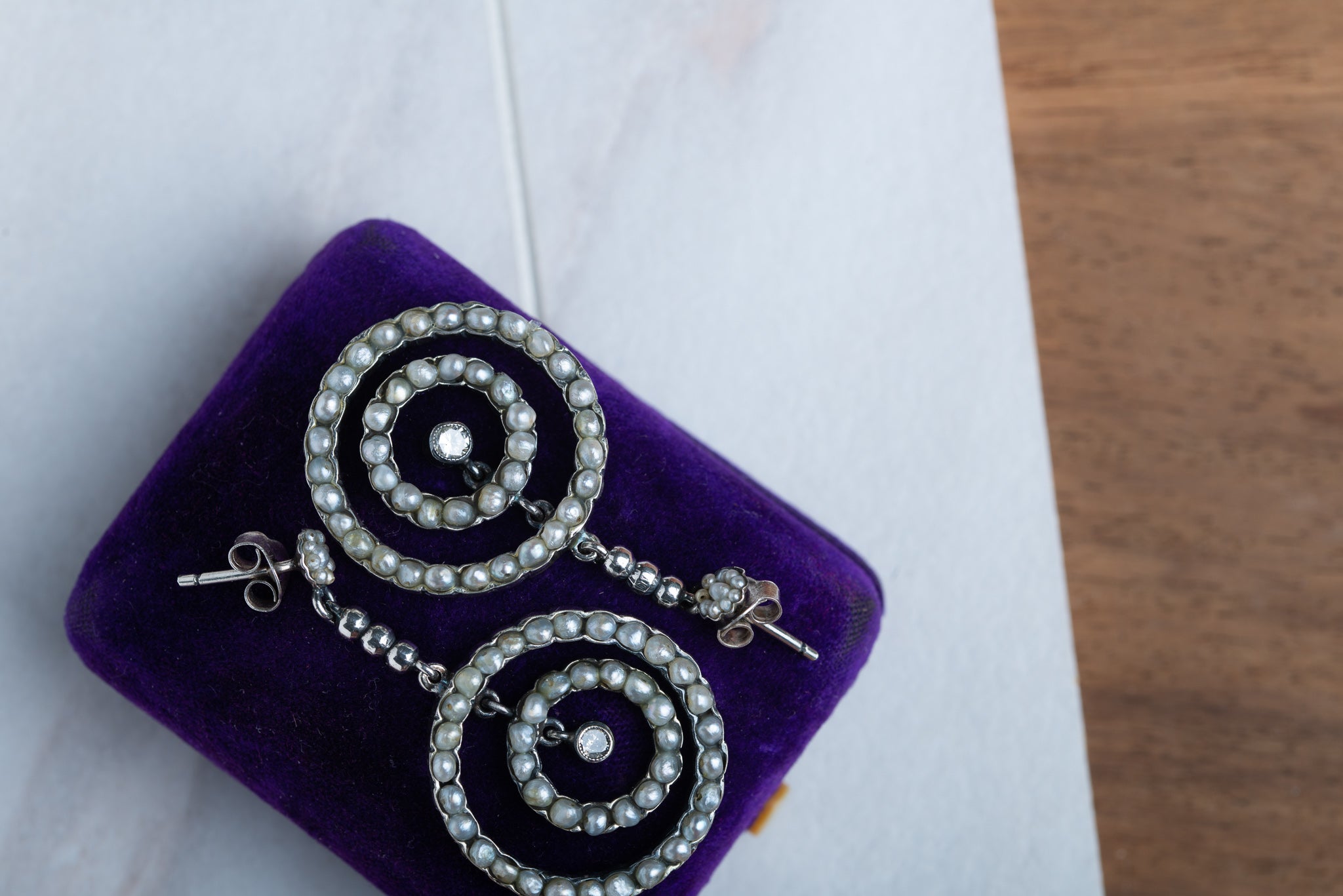 Victorian Pearl Diamond Earrings - LUXORIA VITA