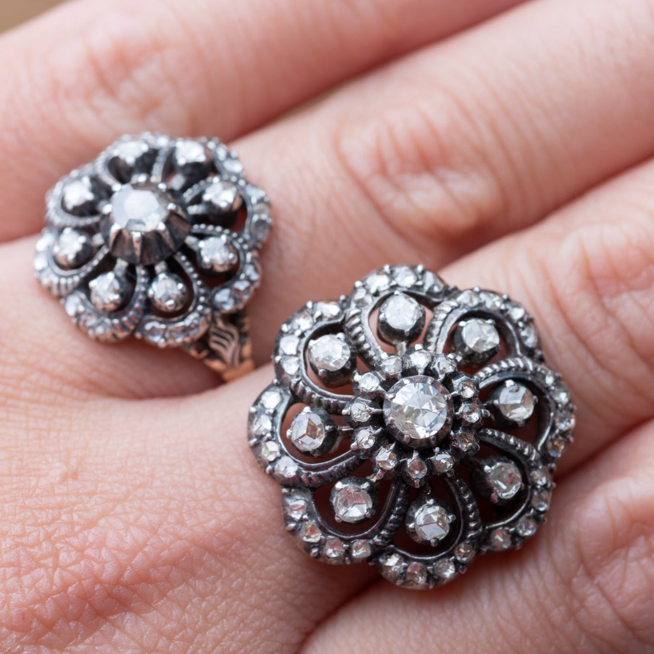 Dutch rosecut diamond ring + brooch set - LUXORIA VITA