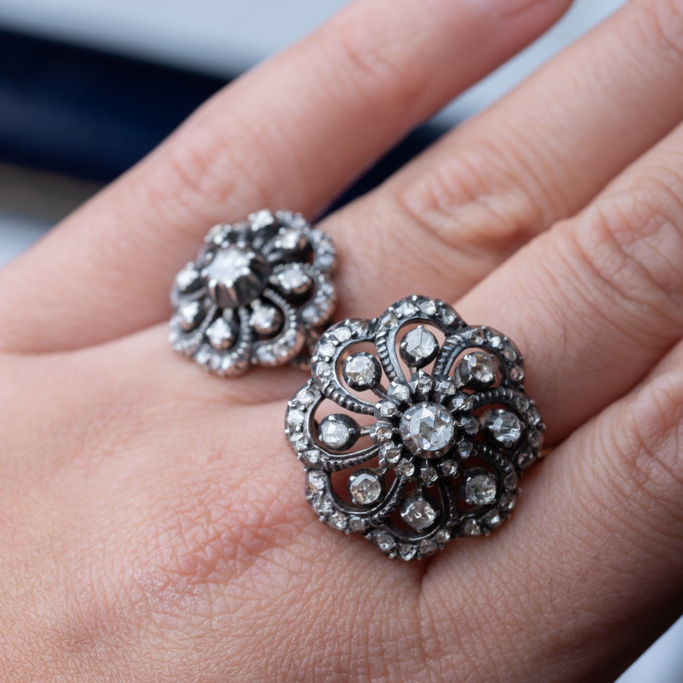 Dutch rosecut diamond ring + brooch set - LUXORIA VITA