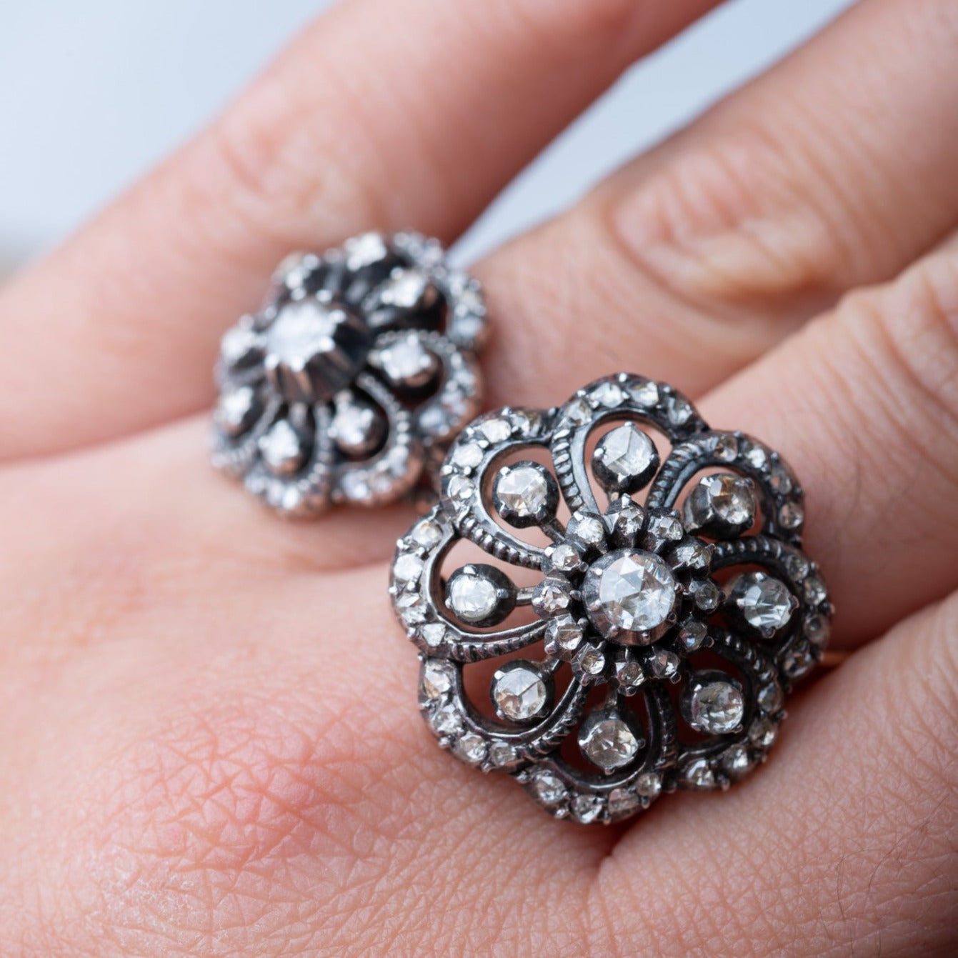 Dutch rosecut diamond ring + brooch set - LUXORIA VITA