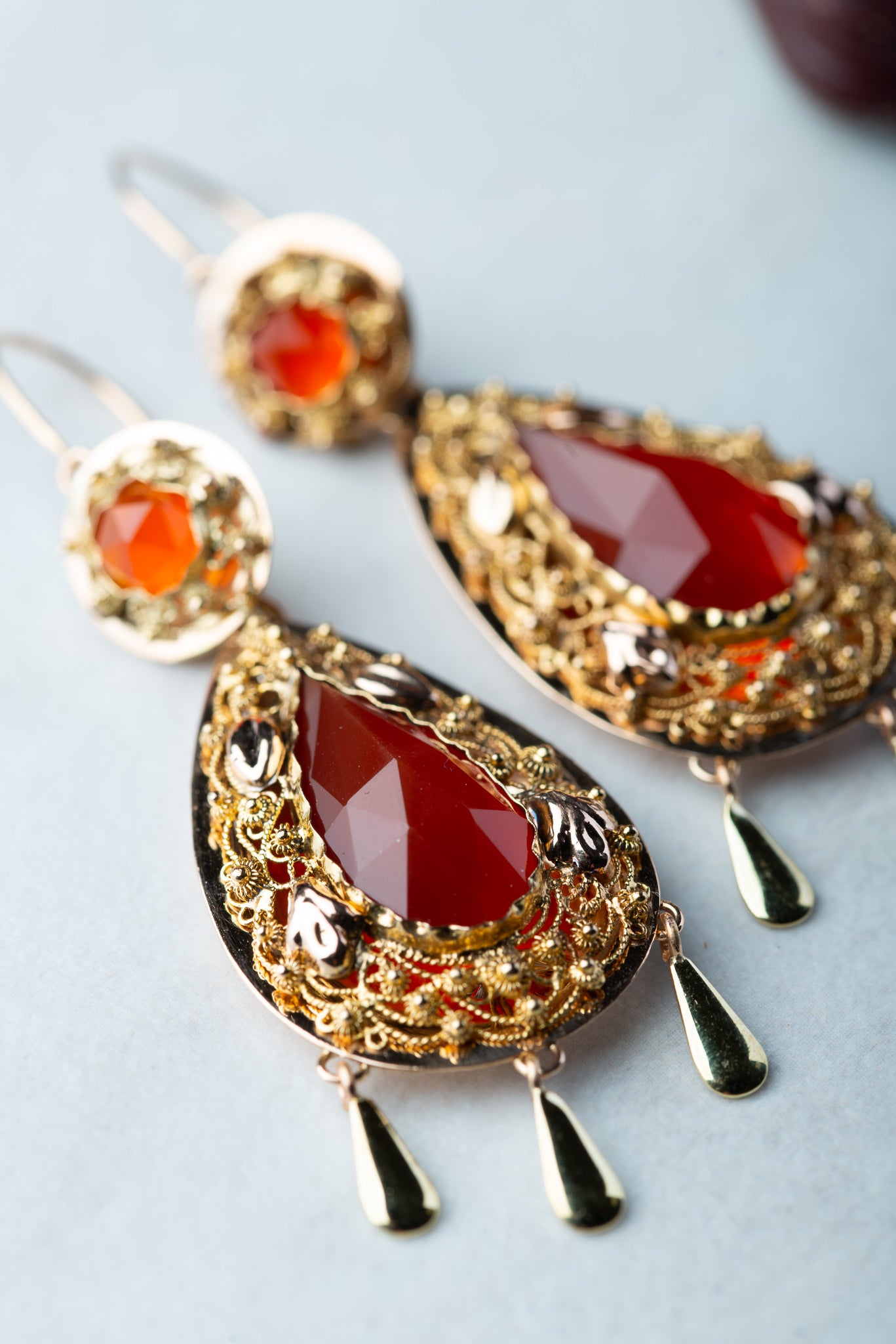 Antique 19th Century Day & Night Filligrain Carnelian Earrings - LUXORIA VITA