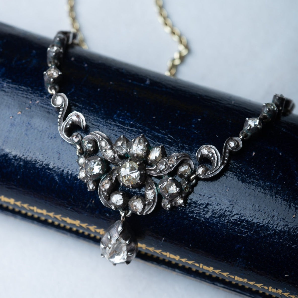 Antique Rosecut Diamond 14K Gold Necklace - Luxoria Vita