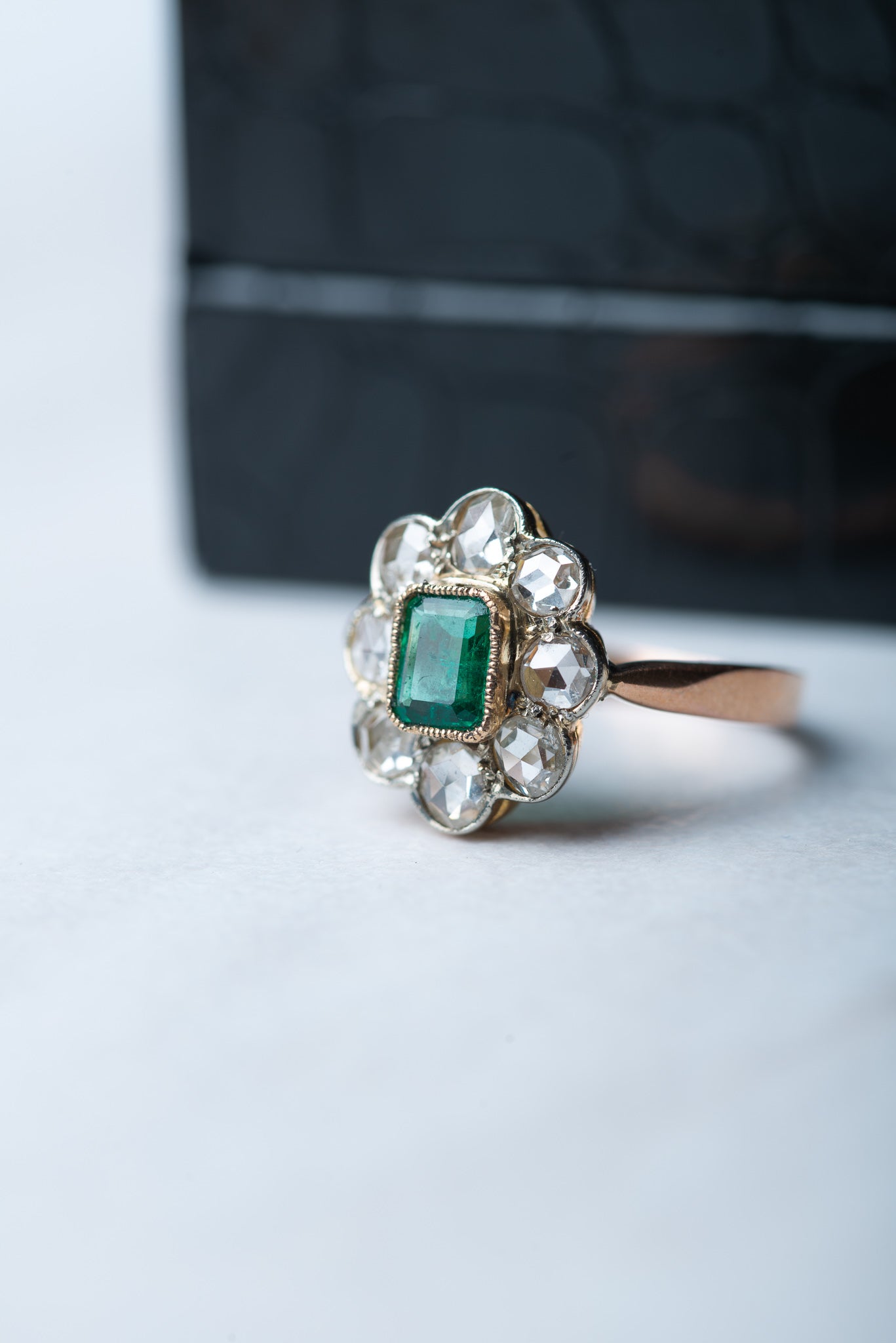 Vintage Emerald Rosecut Diamond Ring