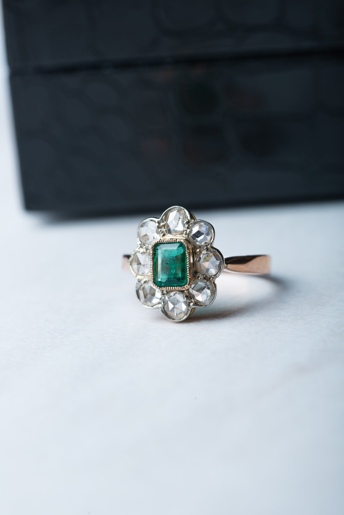 Vintage Emerald Rosecut Diamond Ring