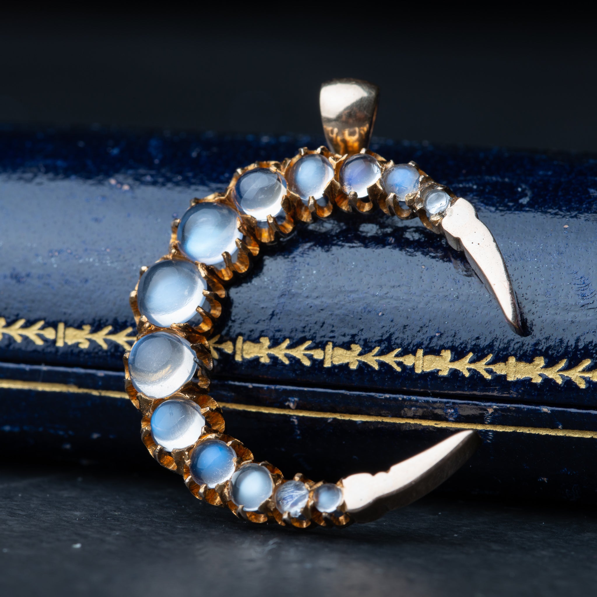 Vintage Moonstone Crescent Pendant