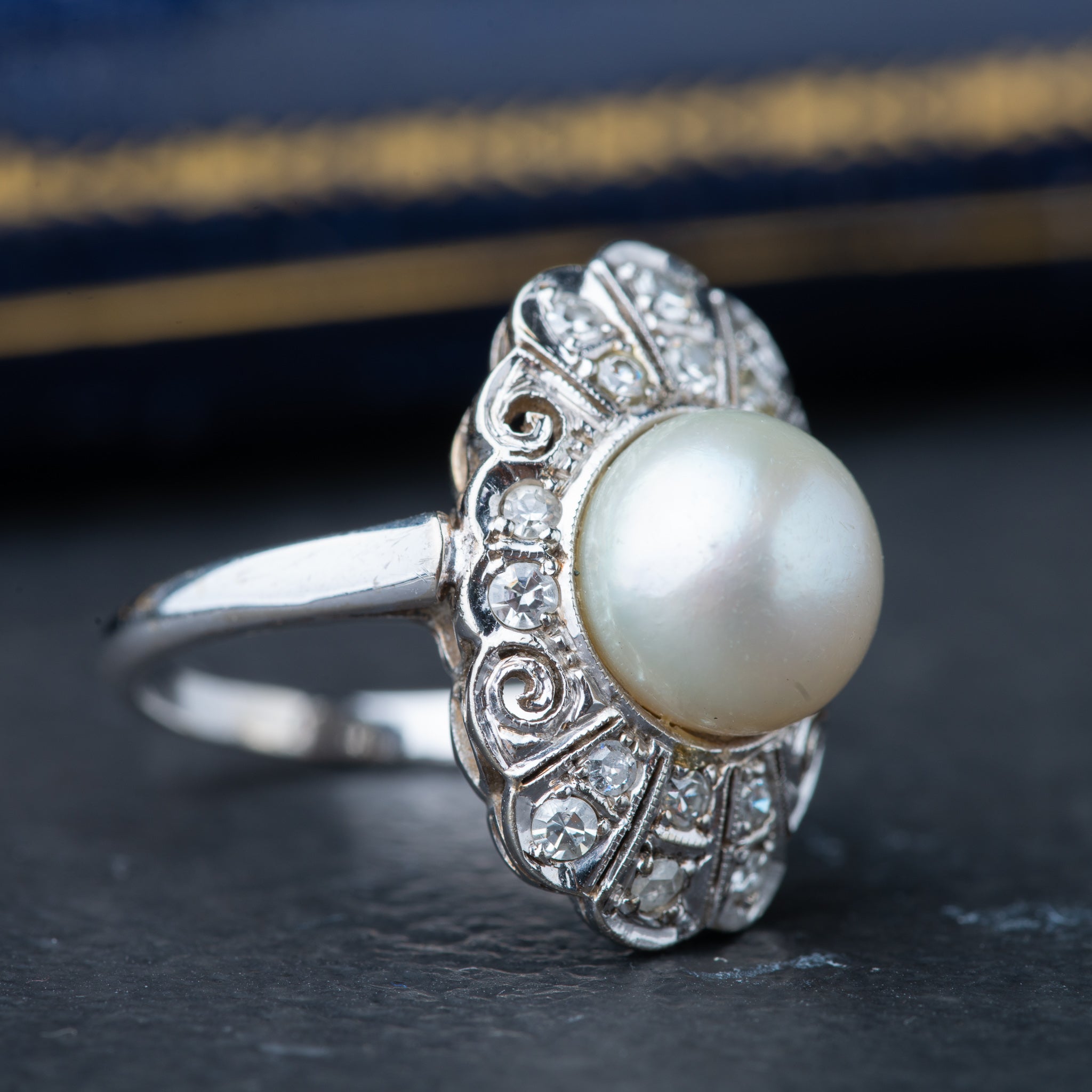 Vintage Pearl Diamond Ring
