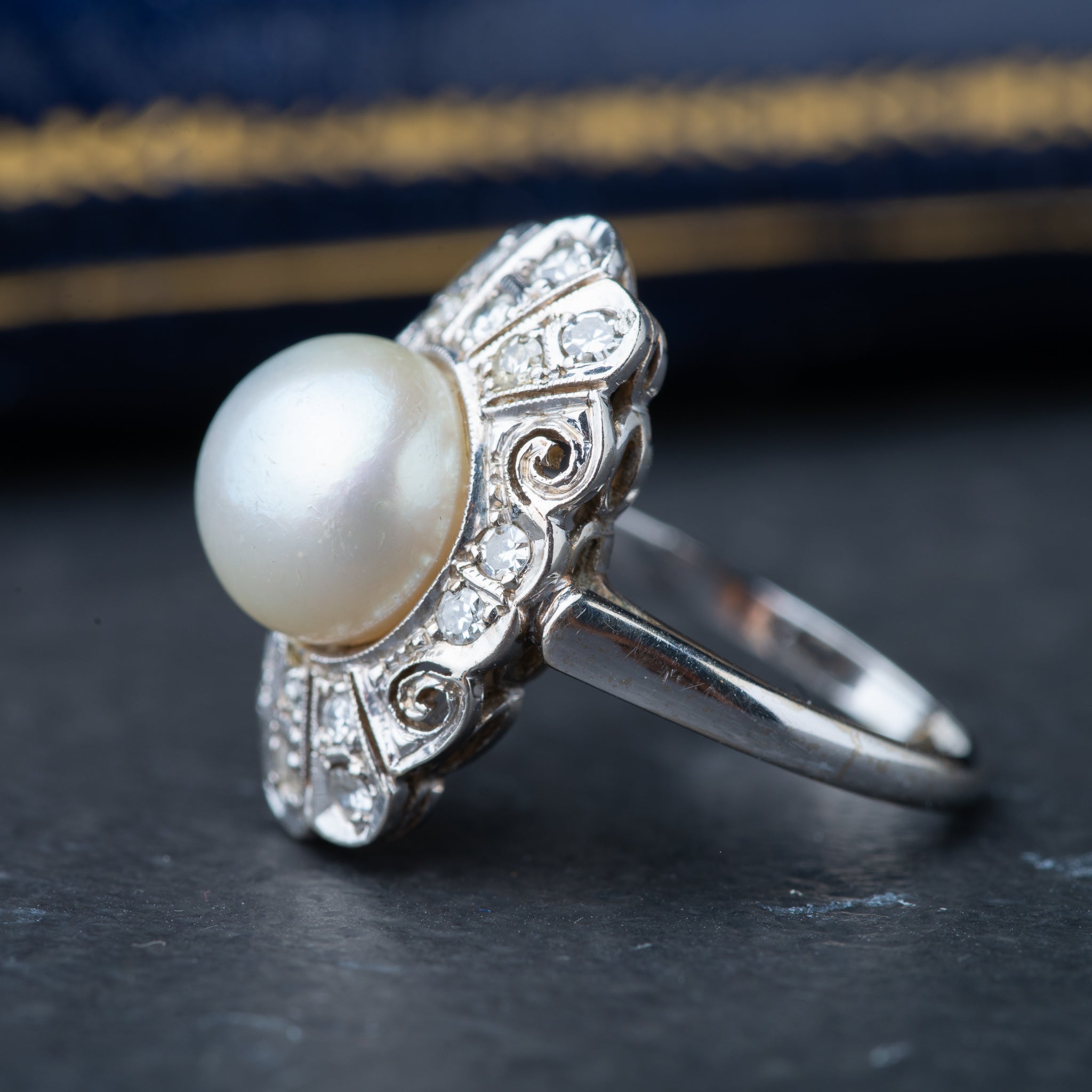 Vintage Pearl Diamond Ring