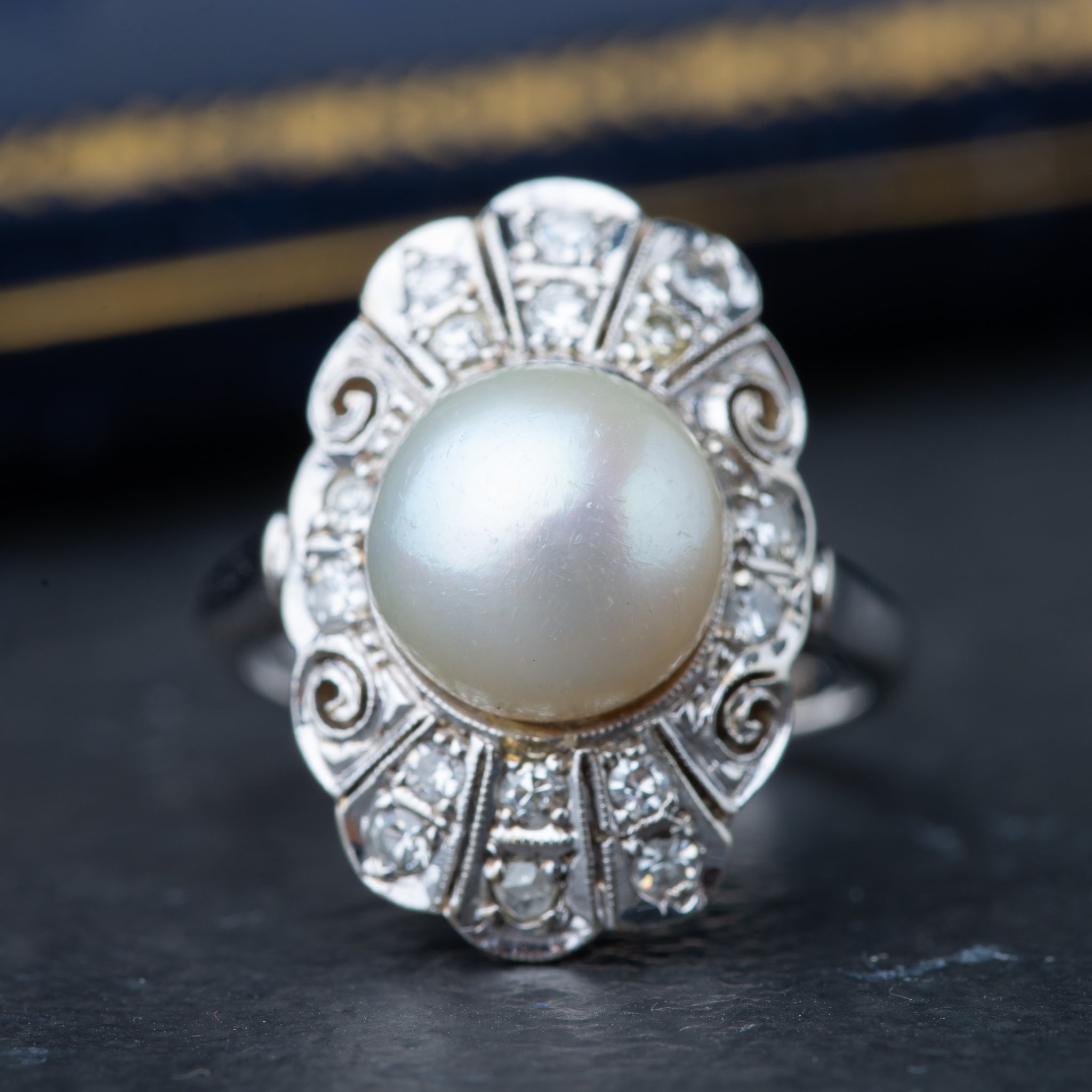 Vintage Pearl Diamond Ring