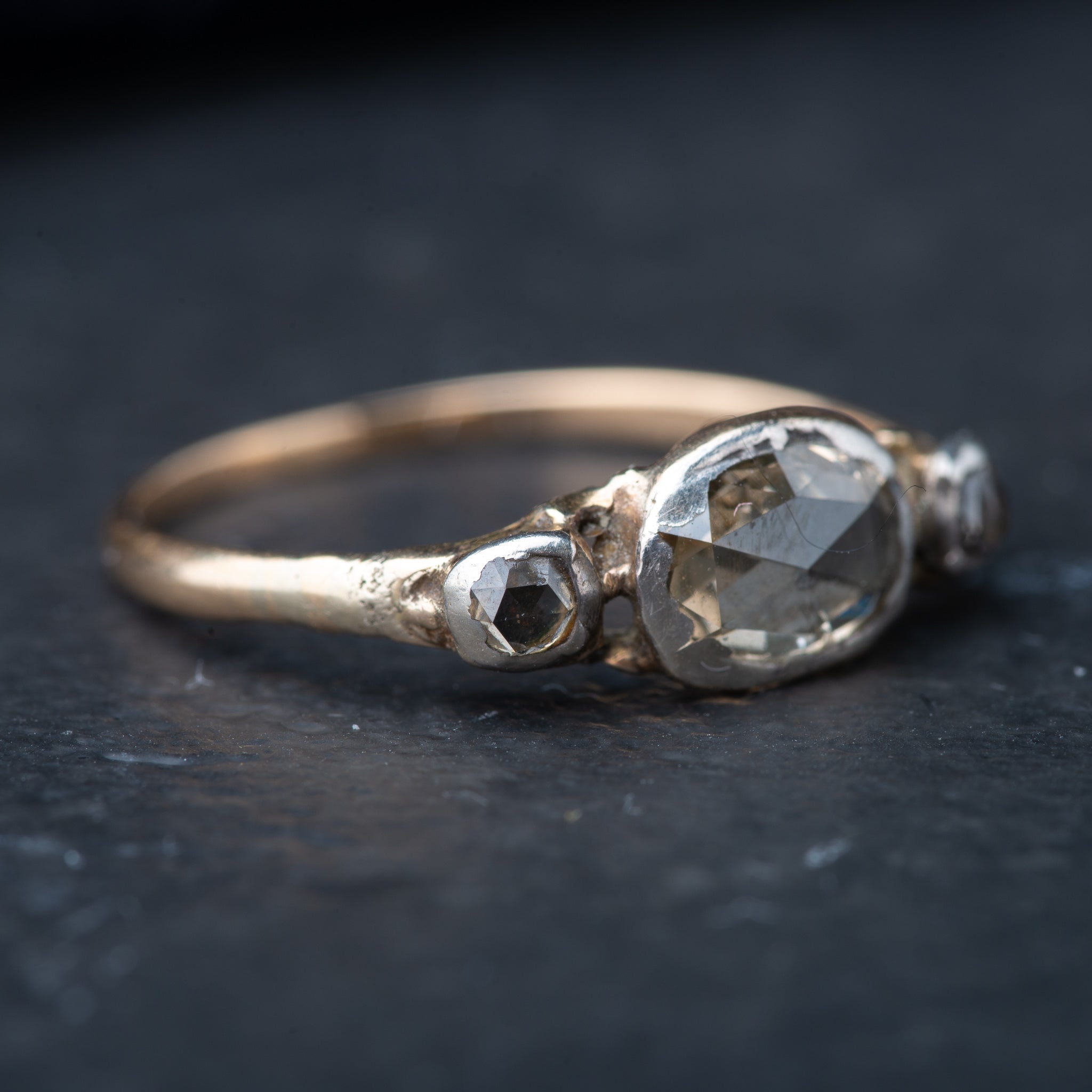 RARE Georgian 1740's Rosecut Diamond Trilogy Ring - Luxoria Vita