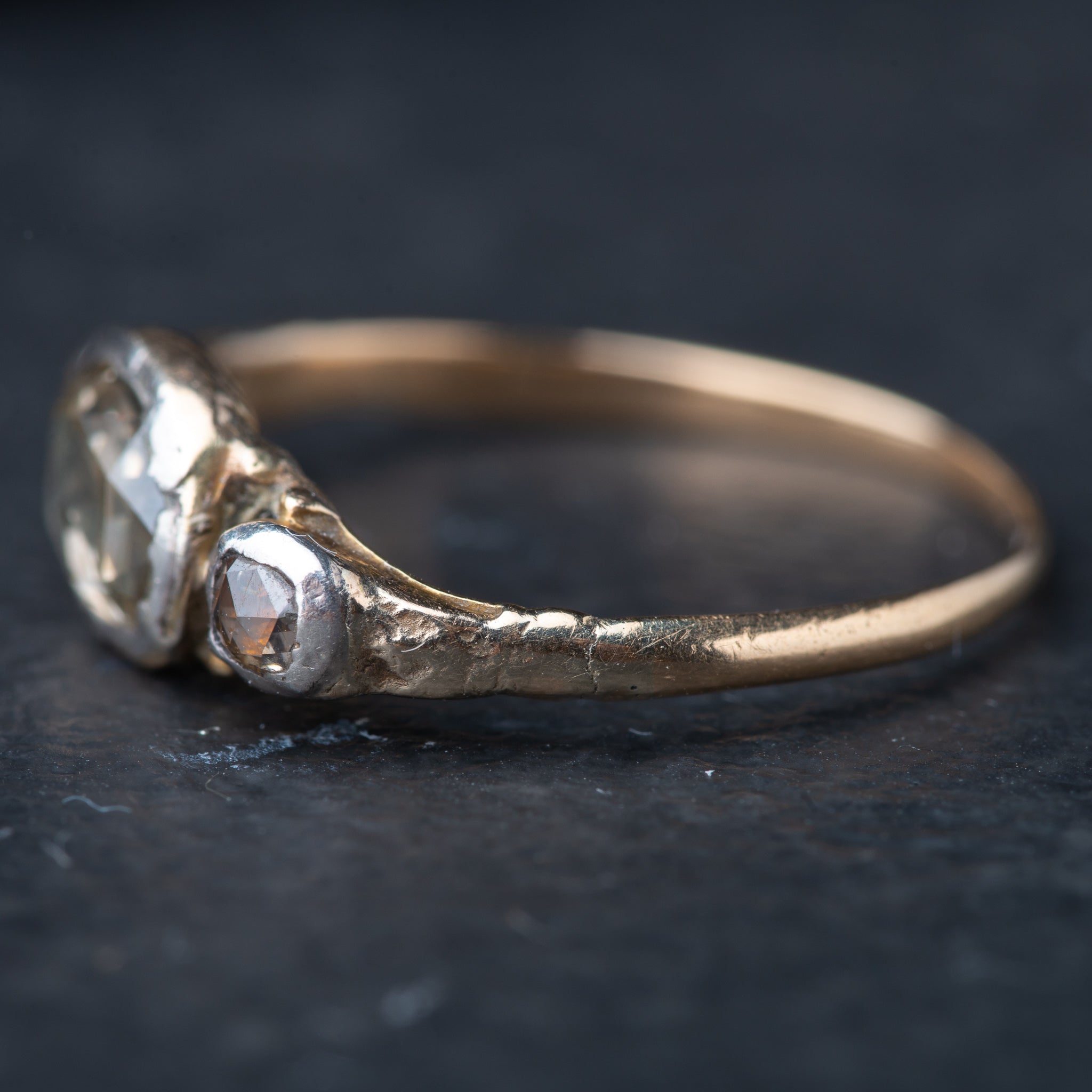 RARE Georgian 1740's Rosecut Diamond Trilogy Ring - Luxoria Vita