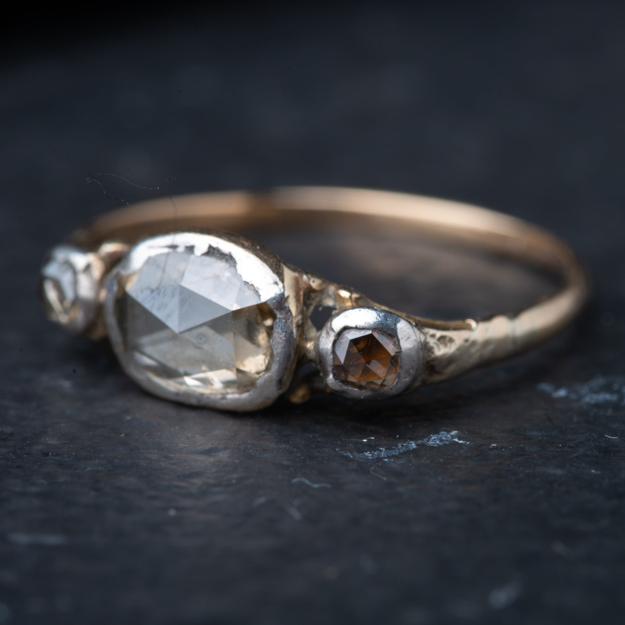 RARE Georgian 1740's Rosecut Diamond Trilogy Ring - Luxoria Vita